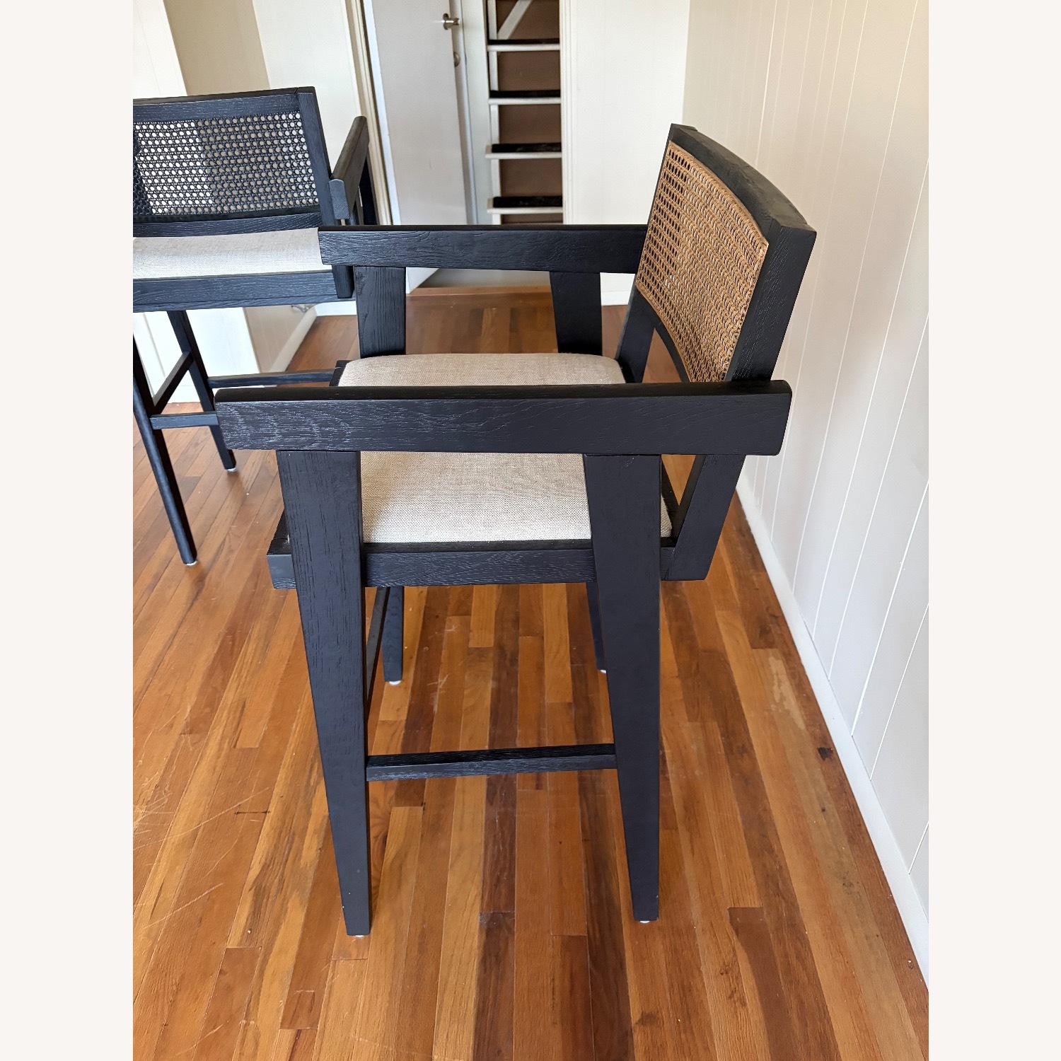 Pair of Arhaus Kroy Cane Back Barstools - image-3