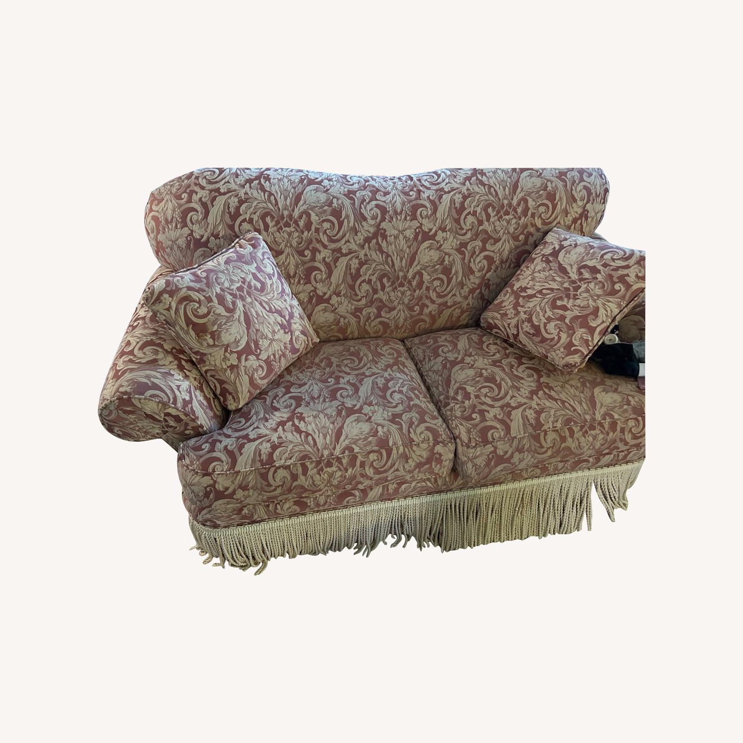 Ethan Allen Pink Fabric 2 Seater Sofa - image-0