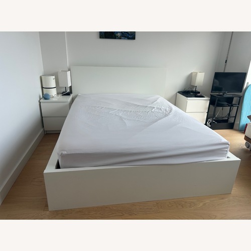 Used IKEA MALM Bed Frame/2 Storage Boxes, White, Queen for sale on AptDeco
