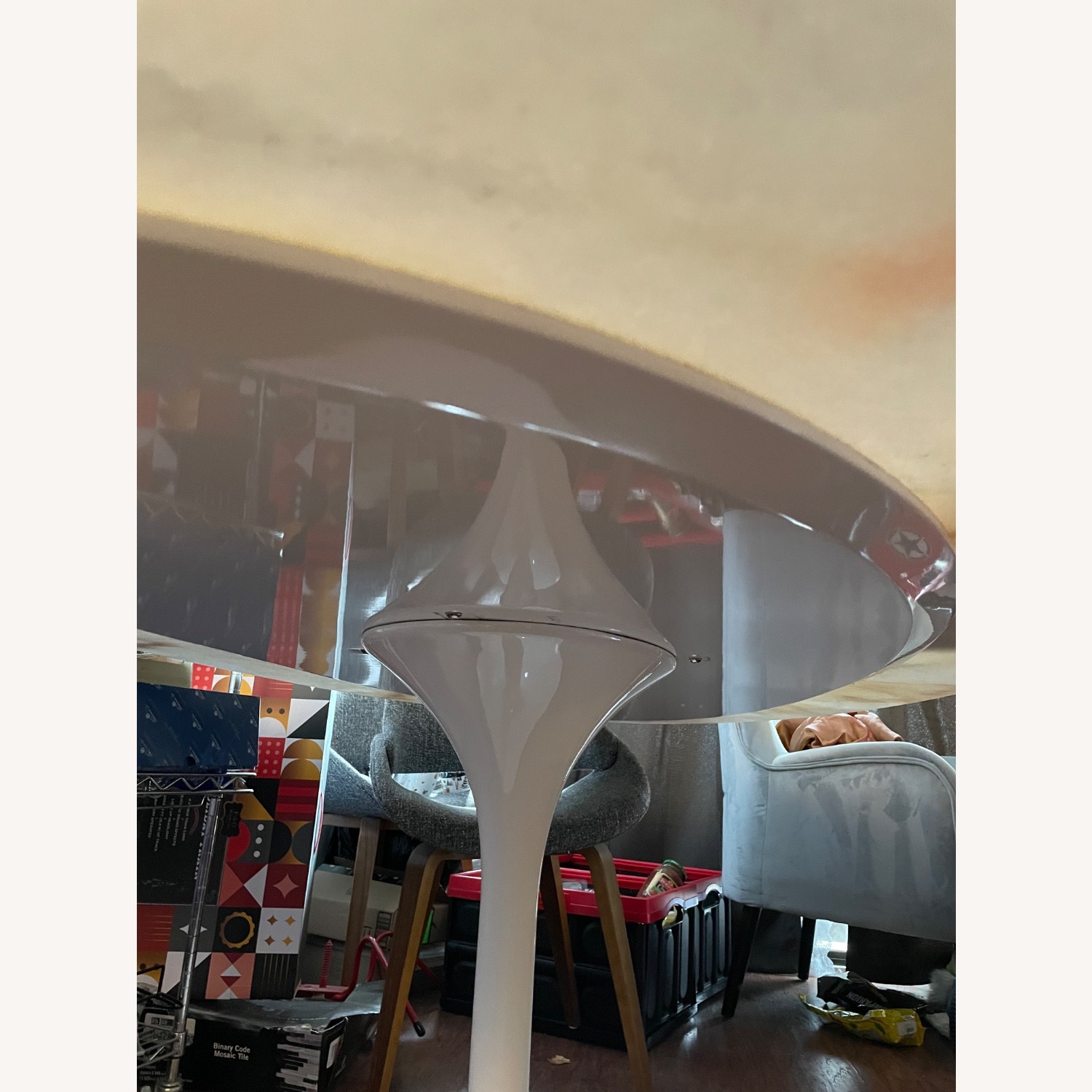 Carrara White Marble Tulip Base Dining Table - image-20