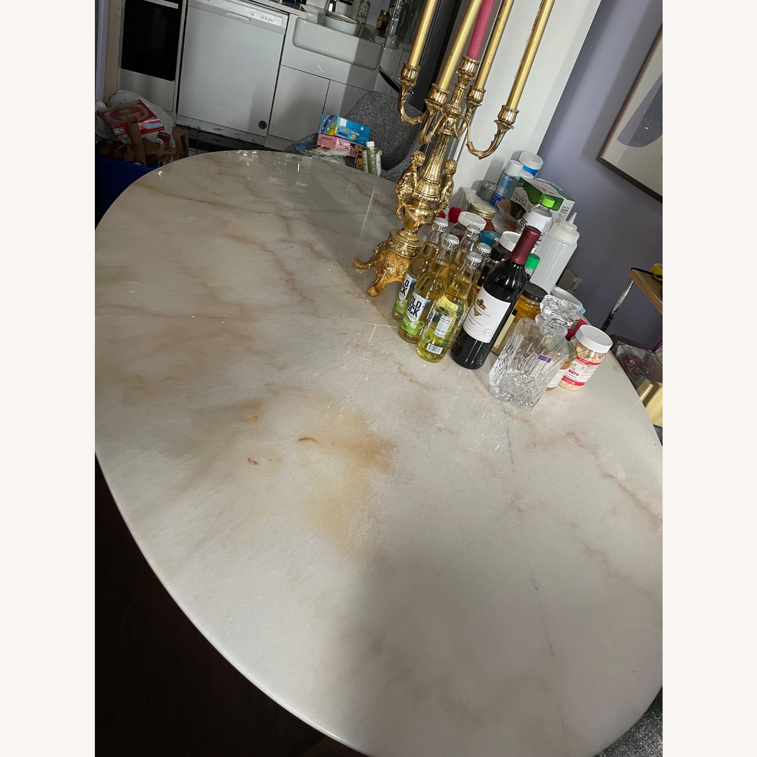 Carrara White Marble Tulip Base Dining Table - image-16