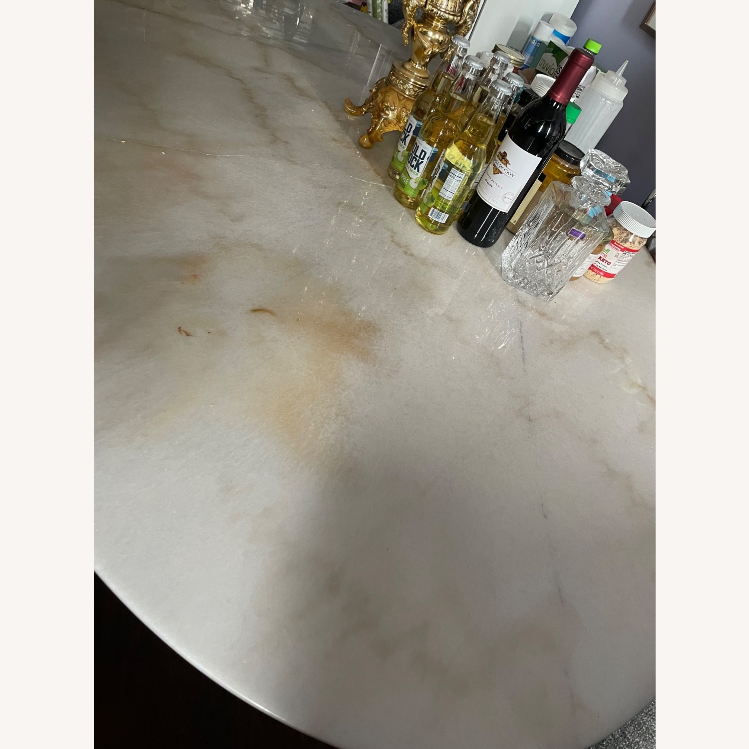 Carrara White Marble Tulip Base Dining Table - image-17