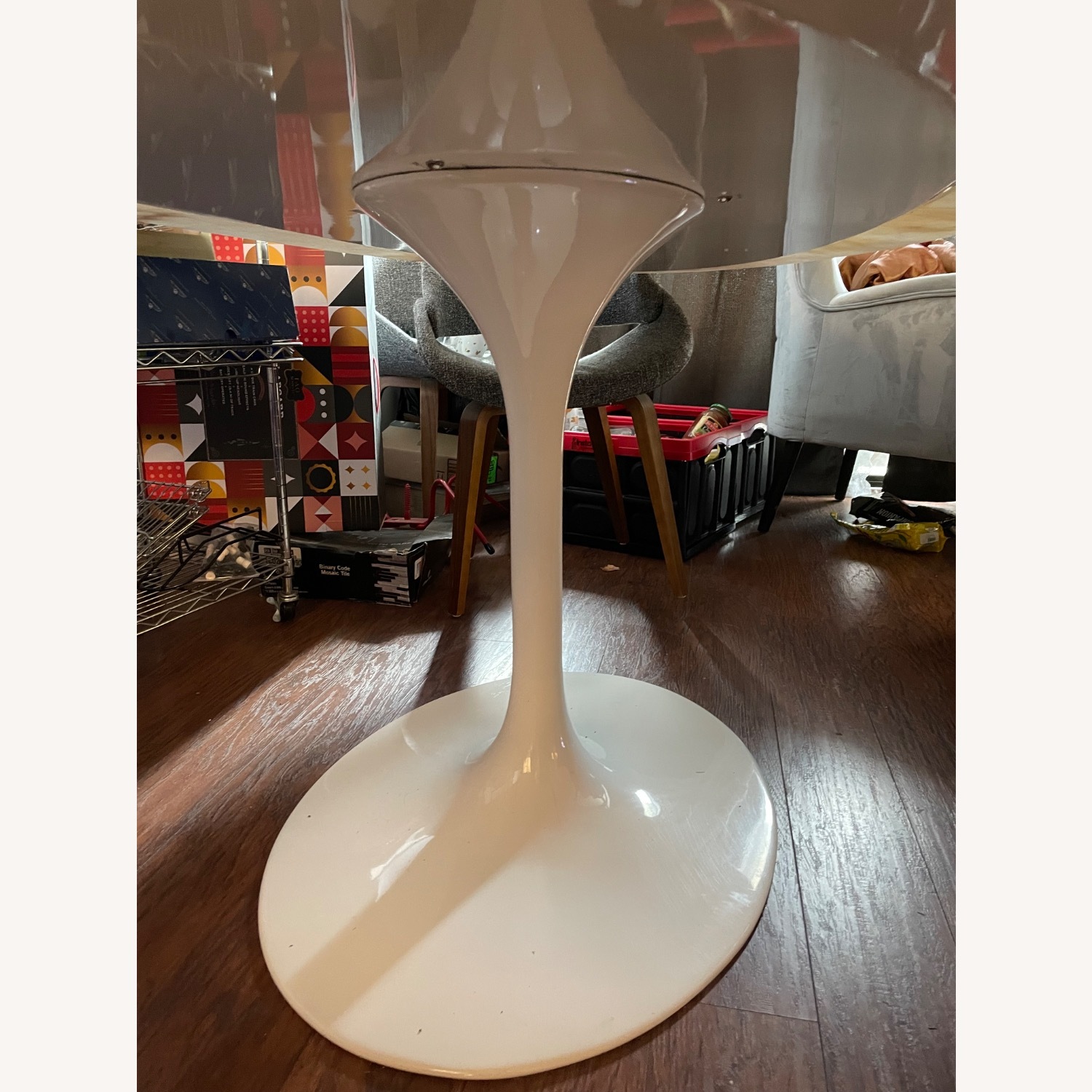 Carrara White Marble Tulip Base Dining Table - image-23