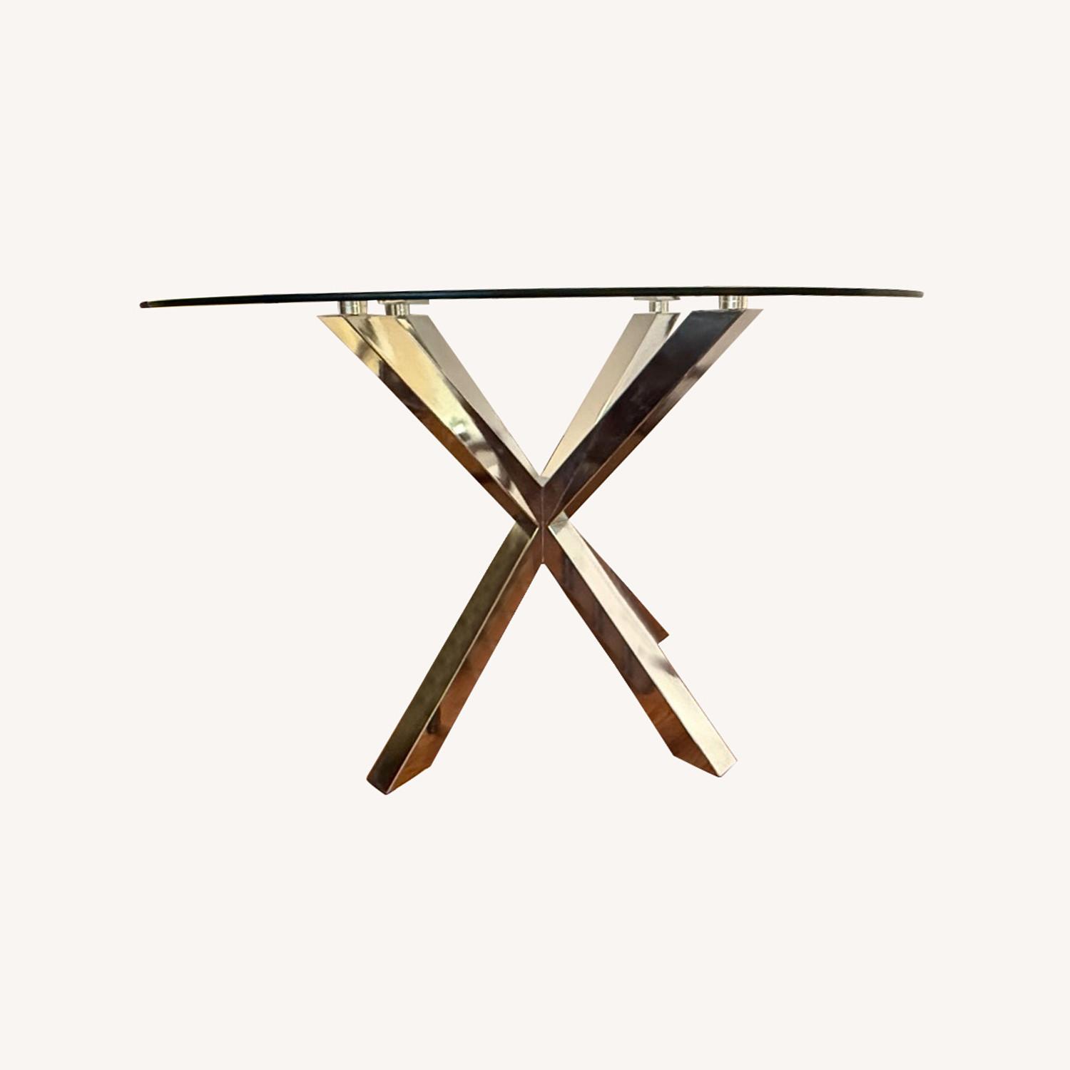 John Lewis Chrome & Glass Dining Table - image-0