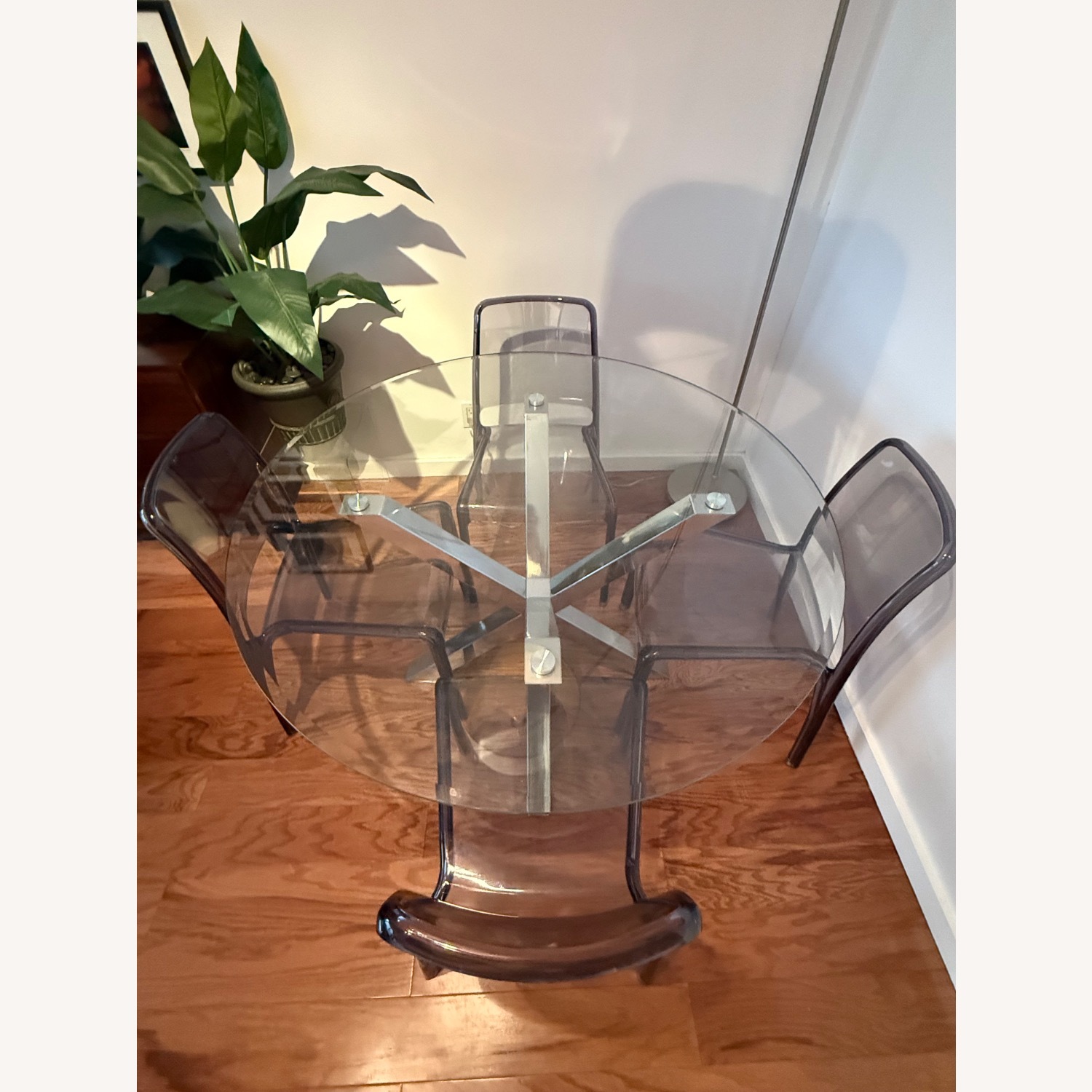 John Lewis Chrome & Glass Dining Table - image-1