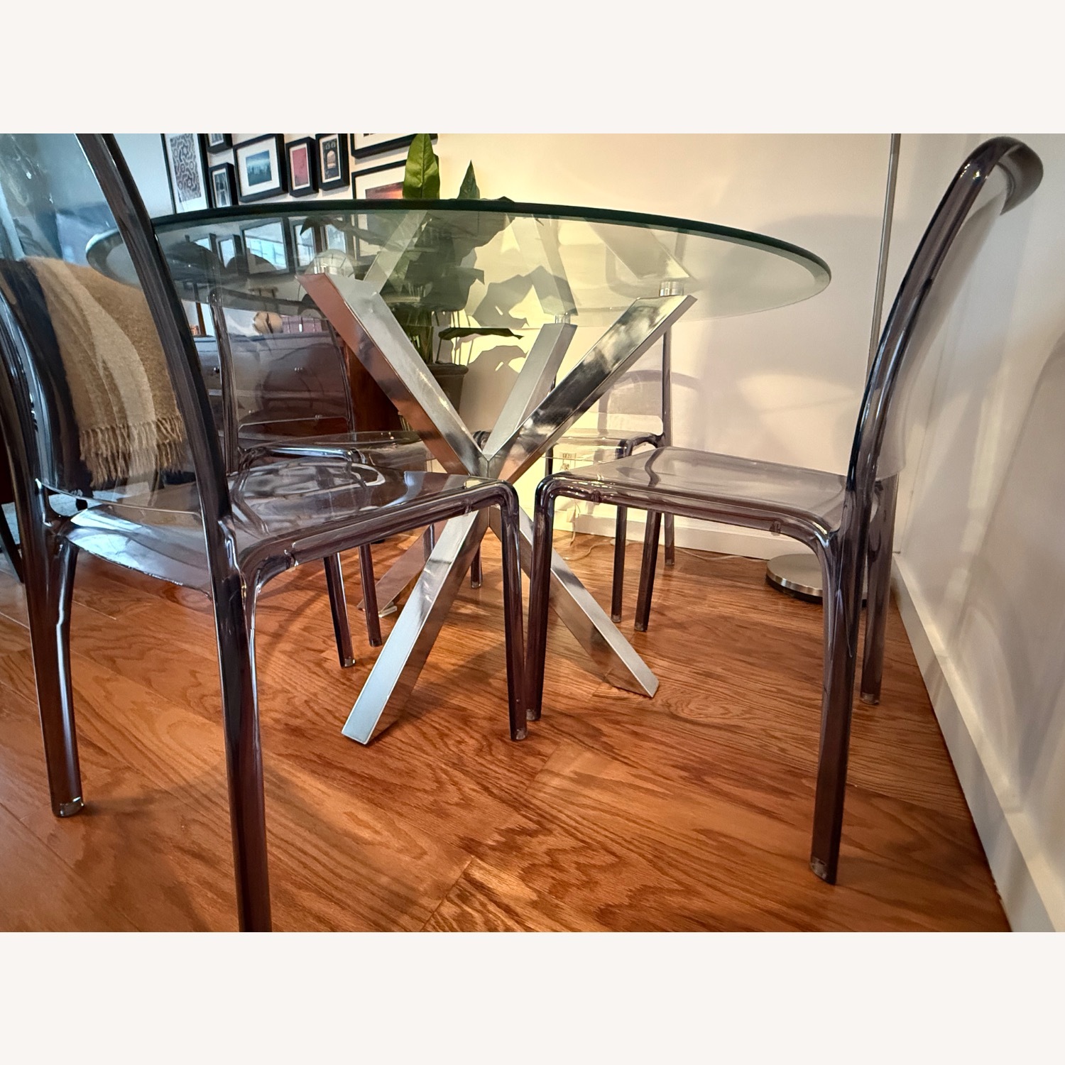 John Lewis Chrome & Glass Dining Table - image-3