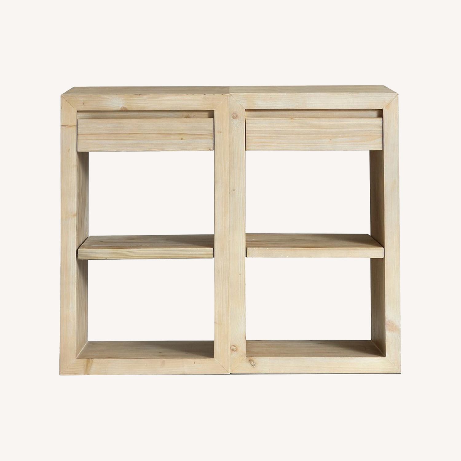 Pottery Barn Folsom Natural Wood Media Storage - image-0