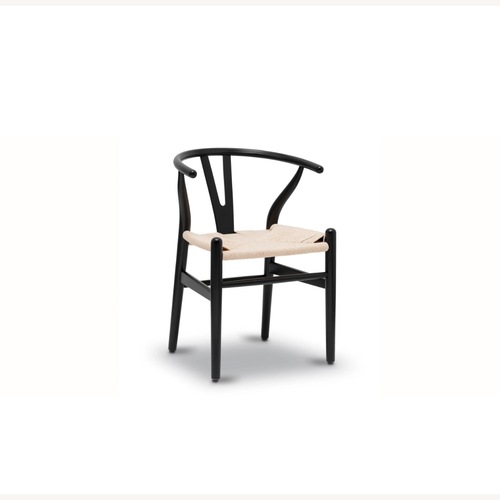 Used Poly and Bark Black Wishbone Dining Chairs for sale on AptDeco