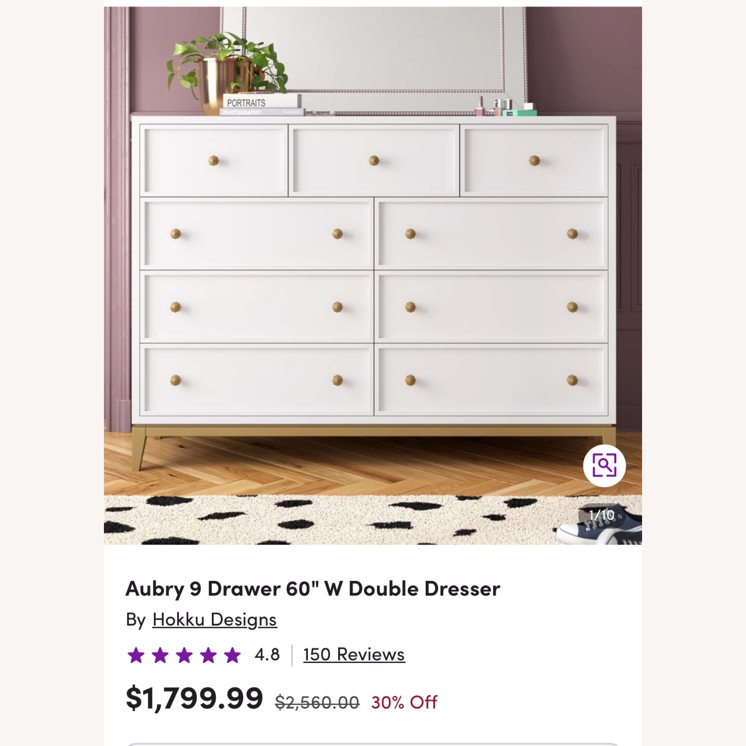 Hokku Designs Aubry White Wood Dresser - image-1