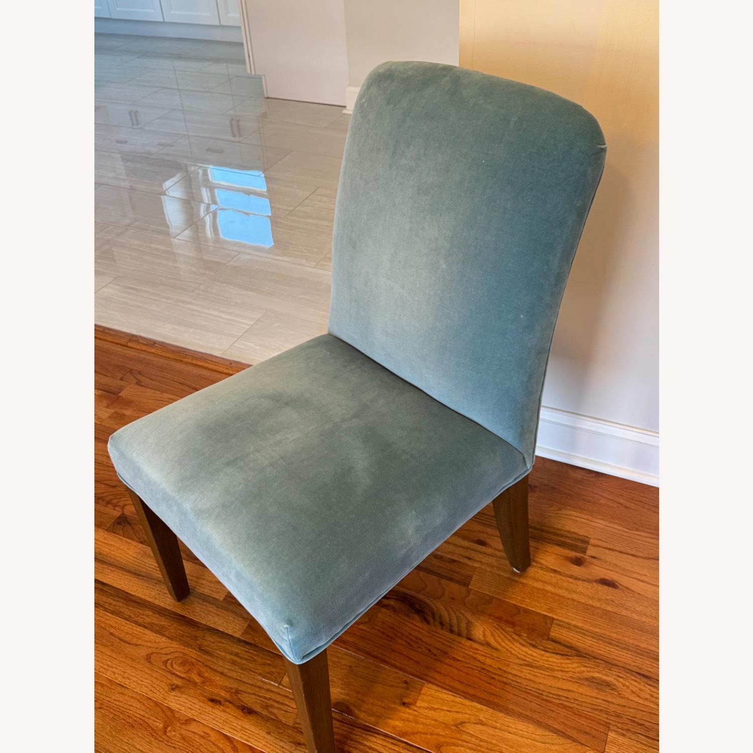 Ethan Allen Blue Velvet Dining Chairs - image-6