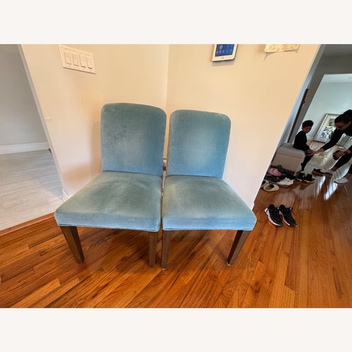Used Ethan Allen Blue Velvet Dining Chairs for sale on AptDeco