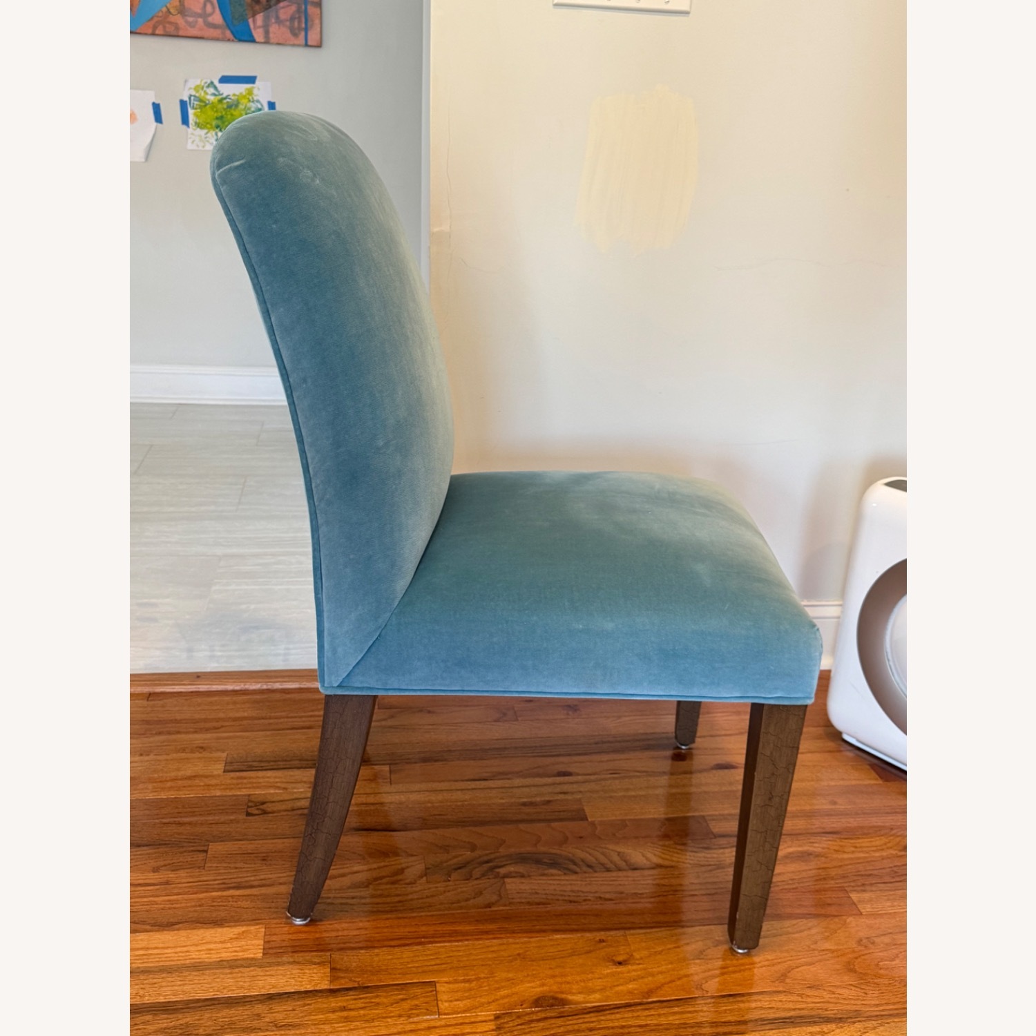 Ethan Allen Blue Velvet Dining Chairs - image-5