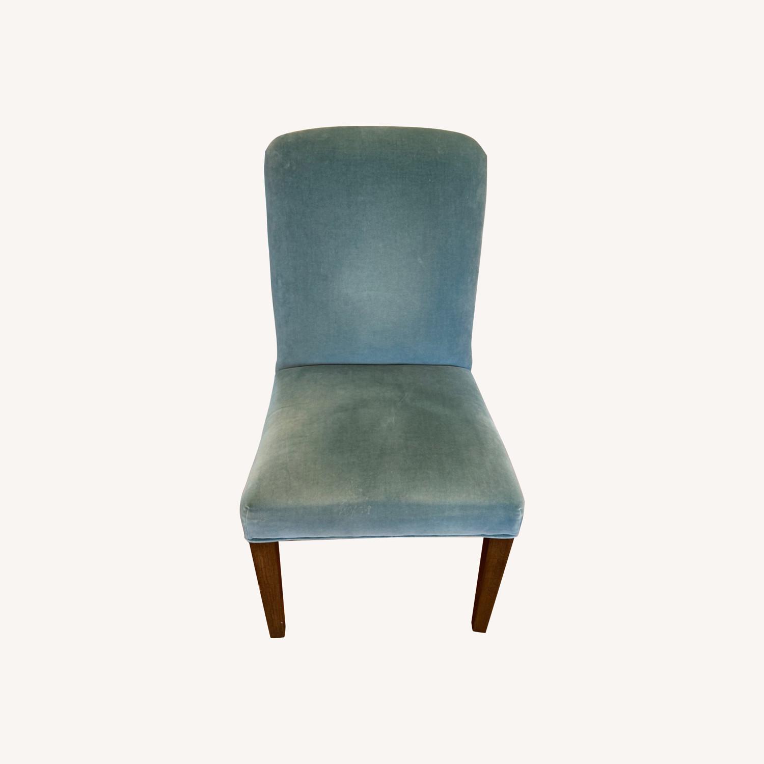 Ethan Allen Blue Velvet Dining Chairs - image-0