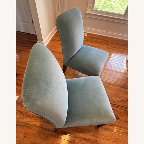 Used Ethan Allen Blue Velvet Dining Chairs for sale on AptDeco
