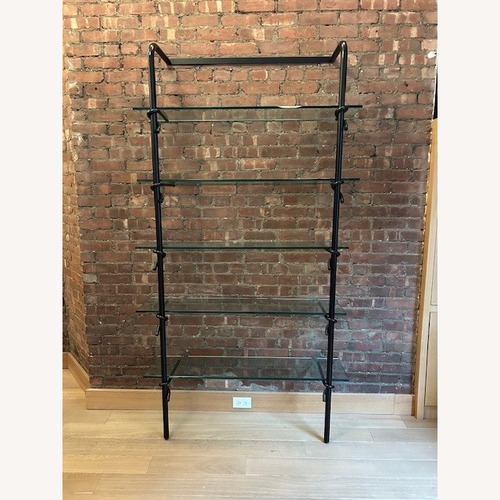 Used Black Iron/Glass Shelf Unit for sale on AptDeco