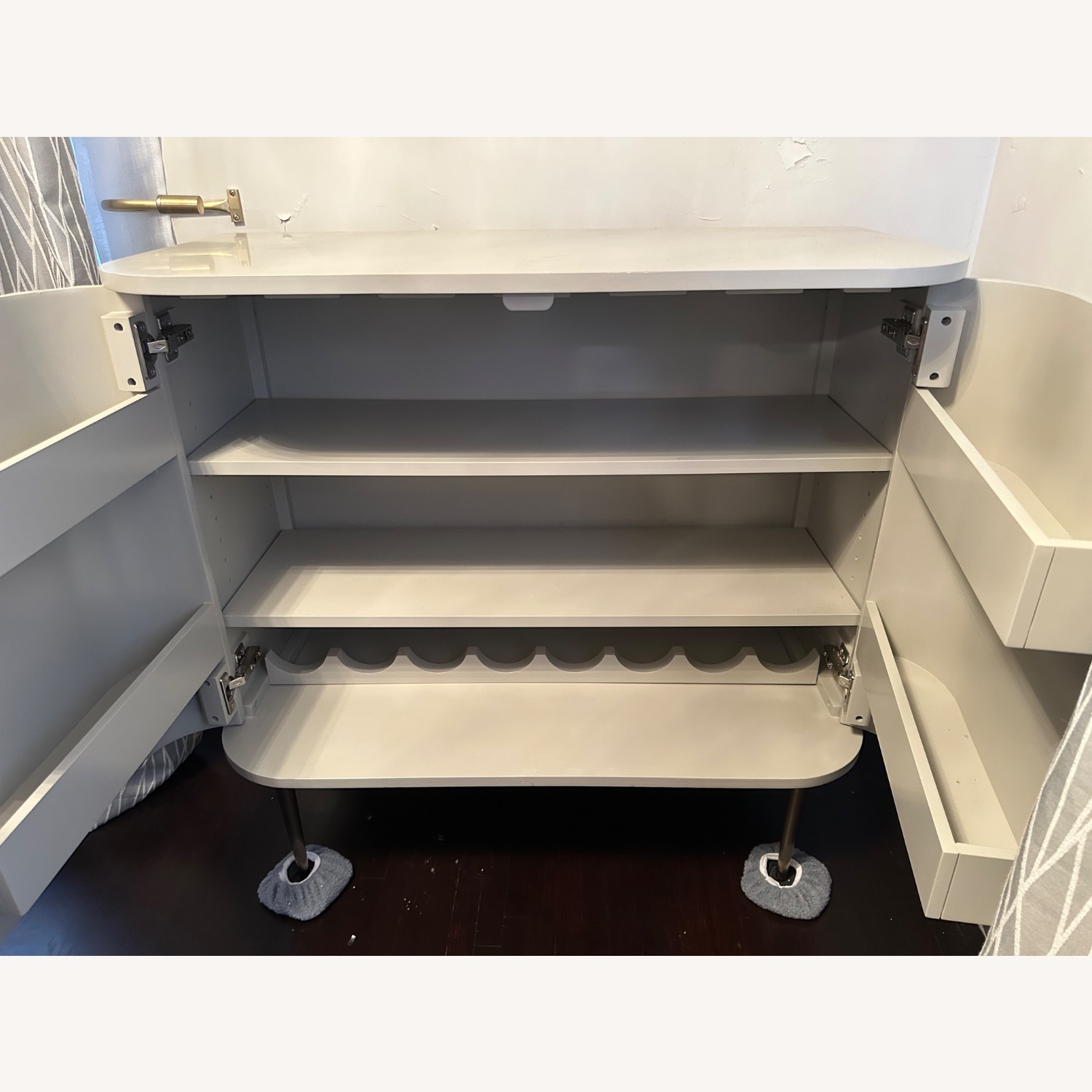 West Elm Vivian Bar Cabinet Light Gray Sideboard - image-3