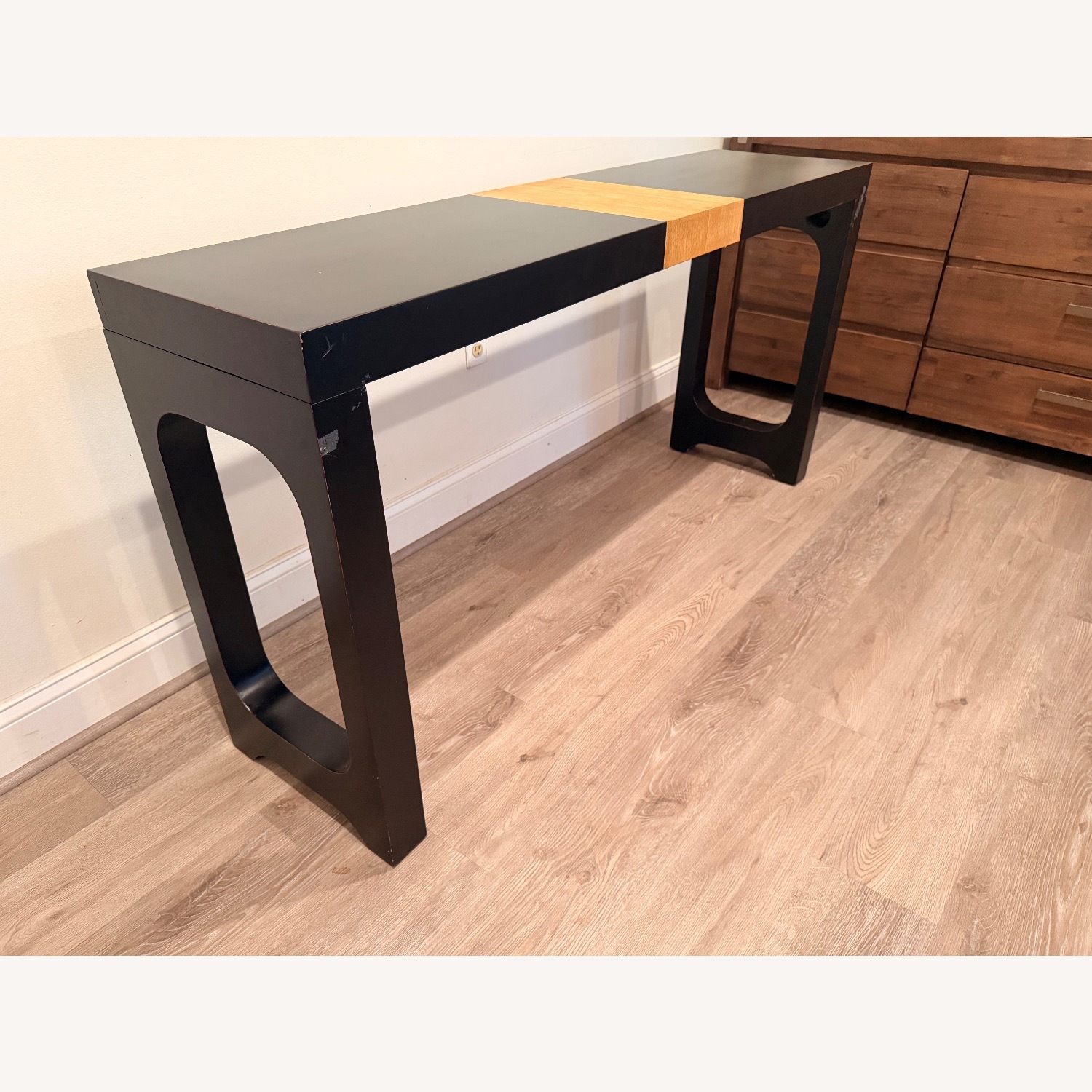 Uttermost Black & Oak Mixed Wood Mirror & Console - image-17