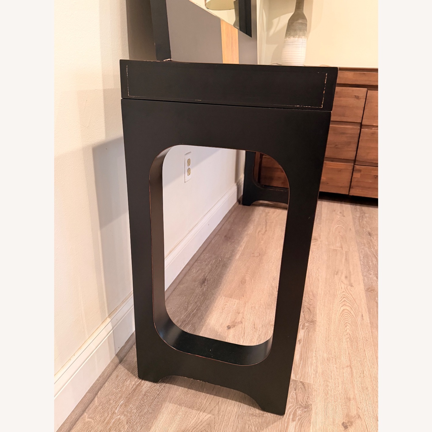 Uttermost Black & Oak Mixed Wood Mirror & Console - image-4