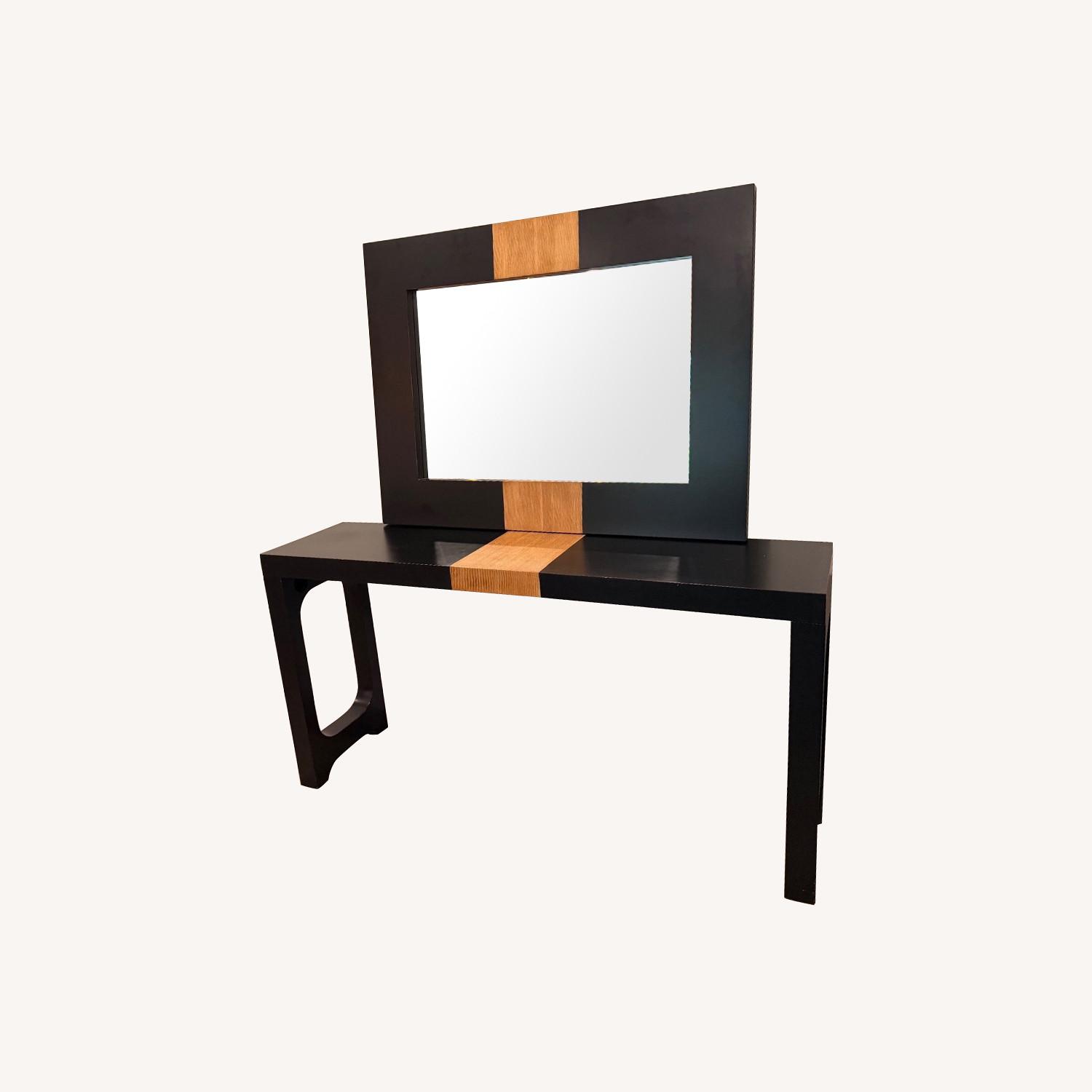 Uttermost Black & Oak Mixed Wood Mirror & Console - image-0