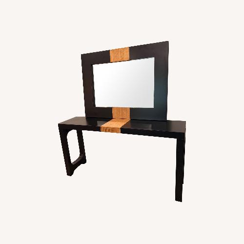 Used Uttermost Black & Oak Mixed Wood Mirror & Console for sale on AptDeco