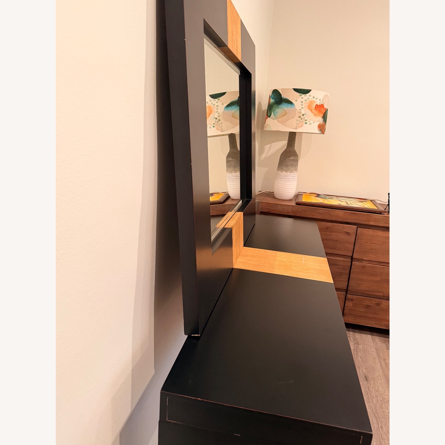 Uttermost Black & Oak Mixed Wood Mirror & Console - image-6