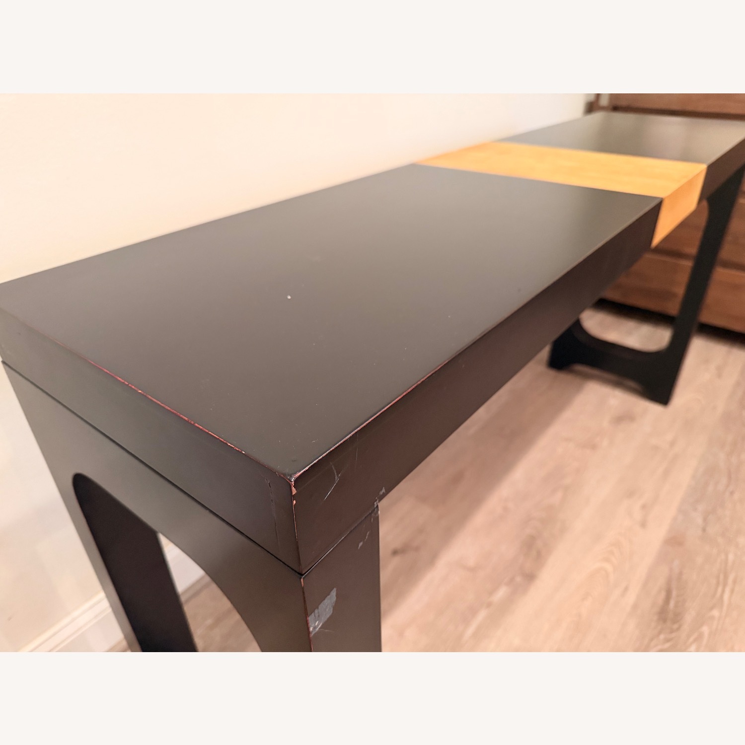 Uttermost Black & Oak Mixed Wood Mirror & Console - image-18