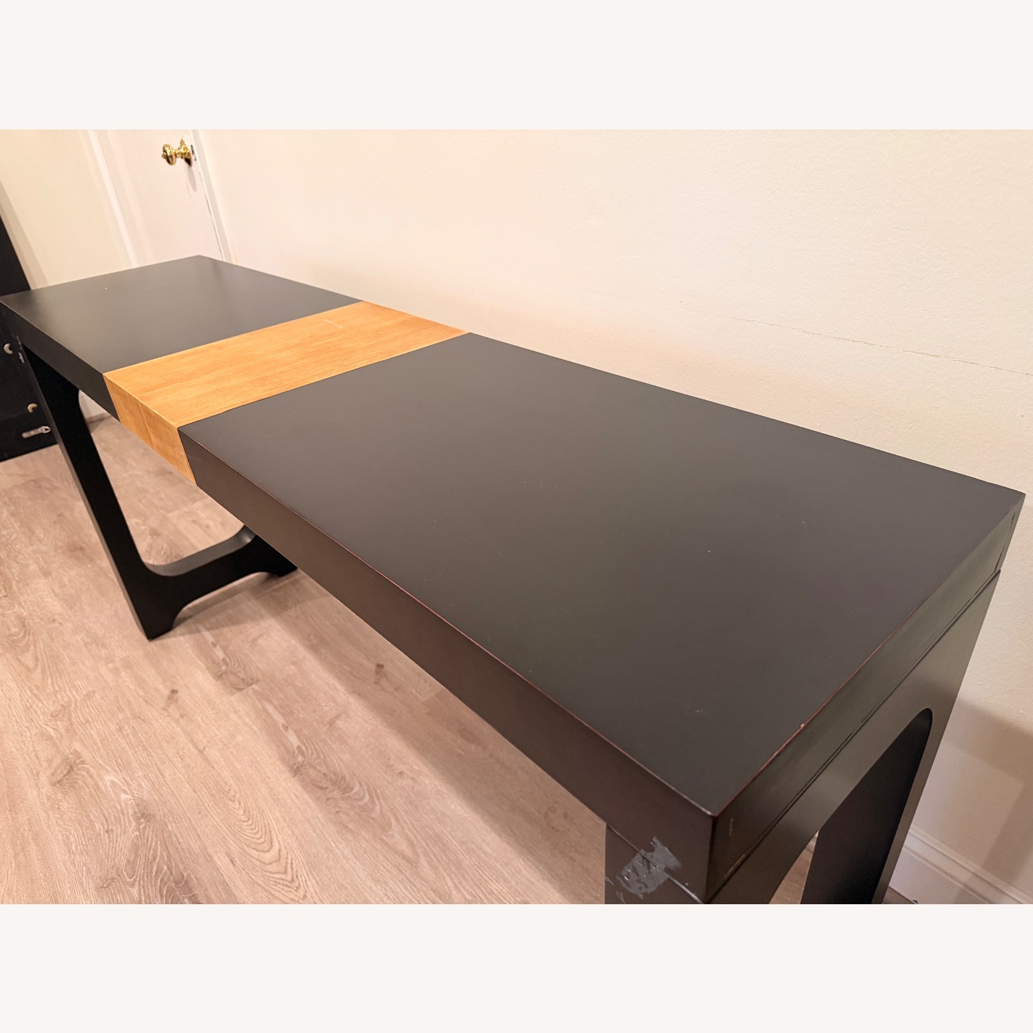 Uttermost Black & Oak Mixed Wood Mirror & Console - image-16