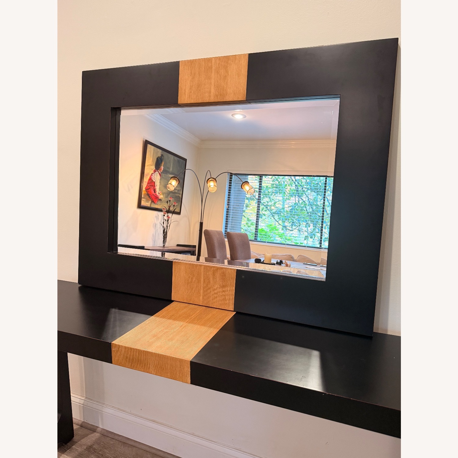 Uttermost Black & Oak Mixed Wood Mirror & Console - image-5