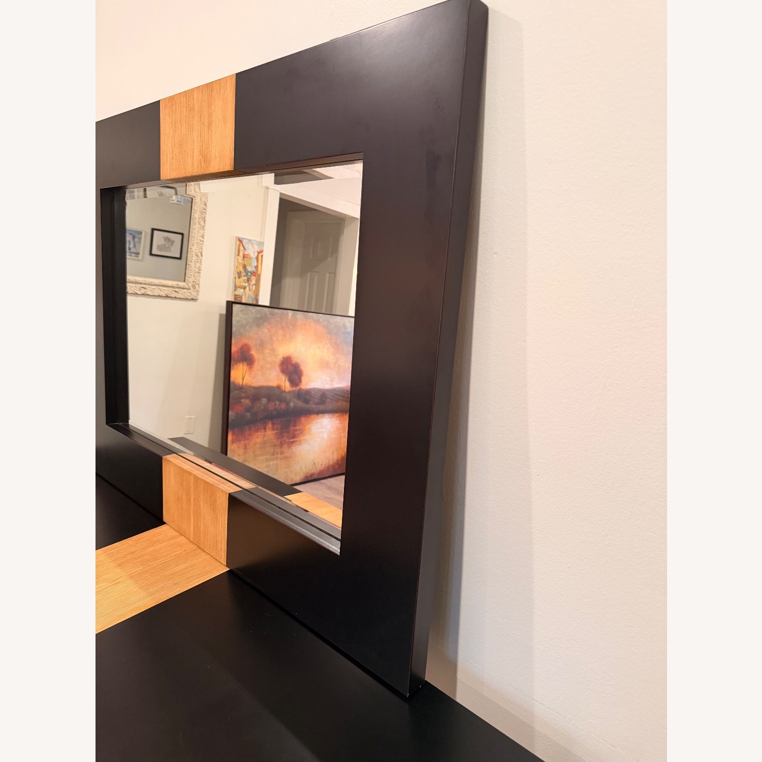 Uttermost Black & Oak Mixed Wood Mirror & Console - image-3