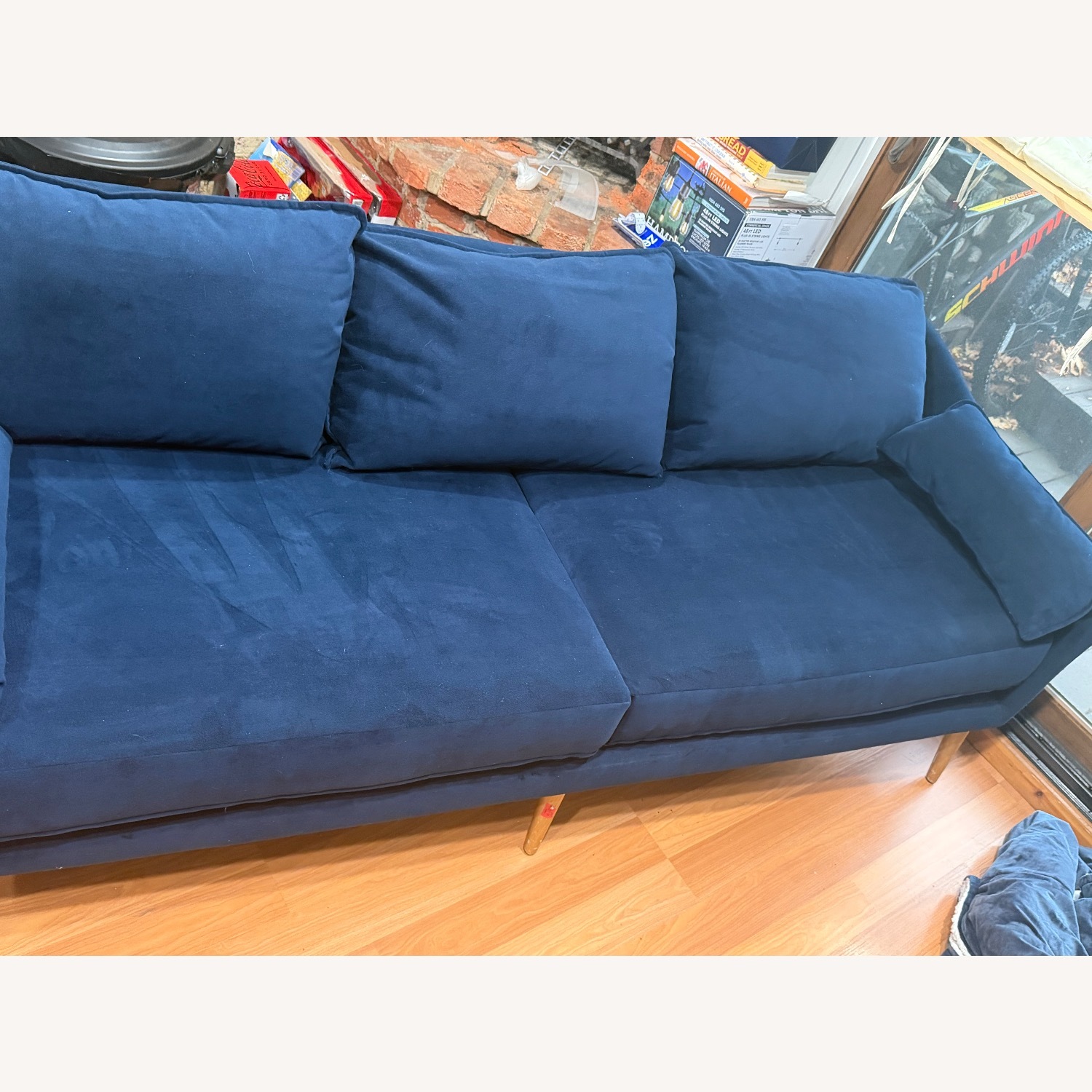 West Elm Antwerp Blue Velvet 3+ Seater Sofa - image-4