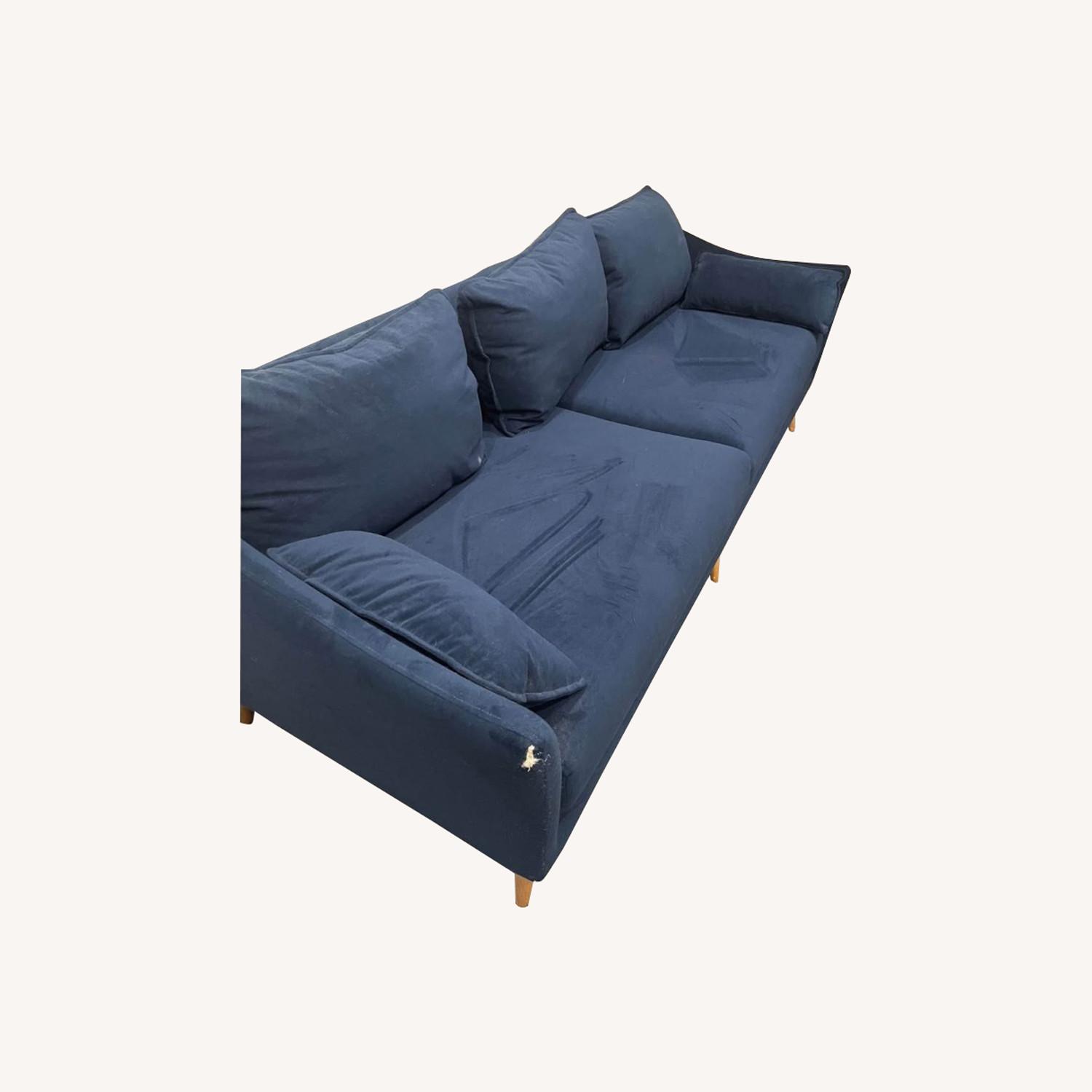 West Elm Antwerp Blue Velvet 3+ Seater Sofa - image-0
