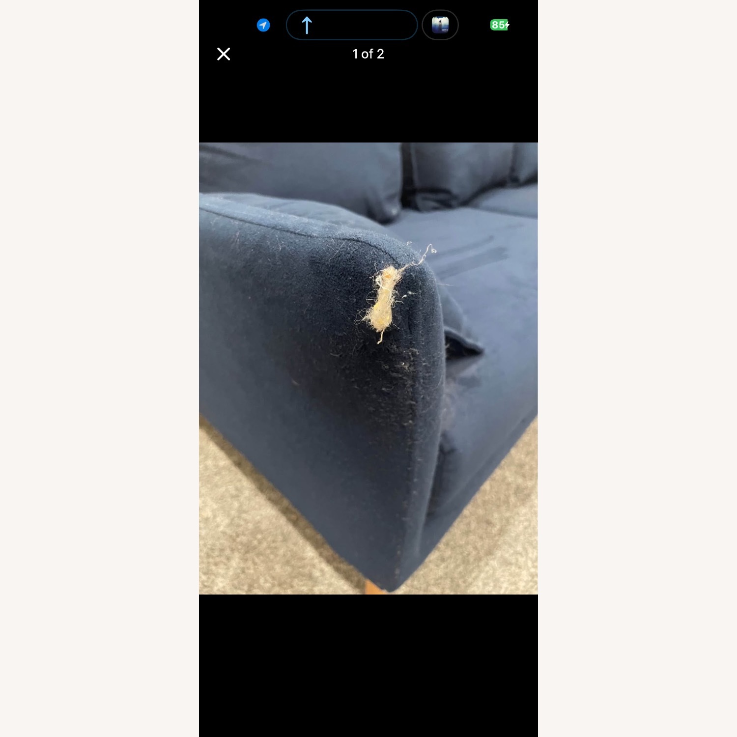 West Elm Antwerp Blue Velvet 3+ Seater Sofa - image-2