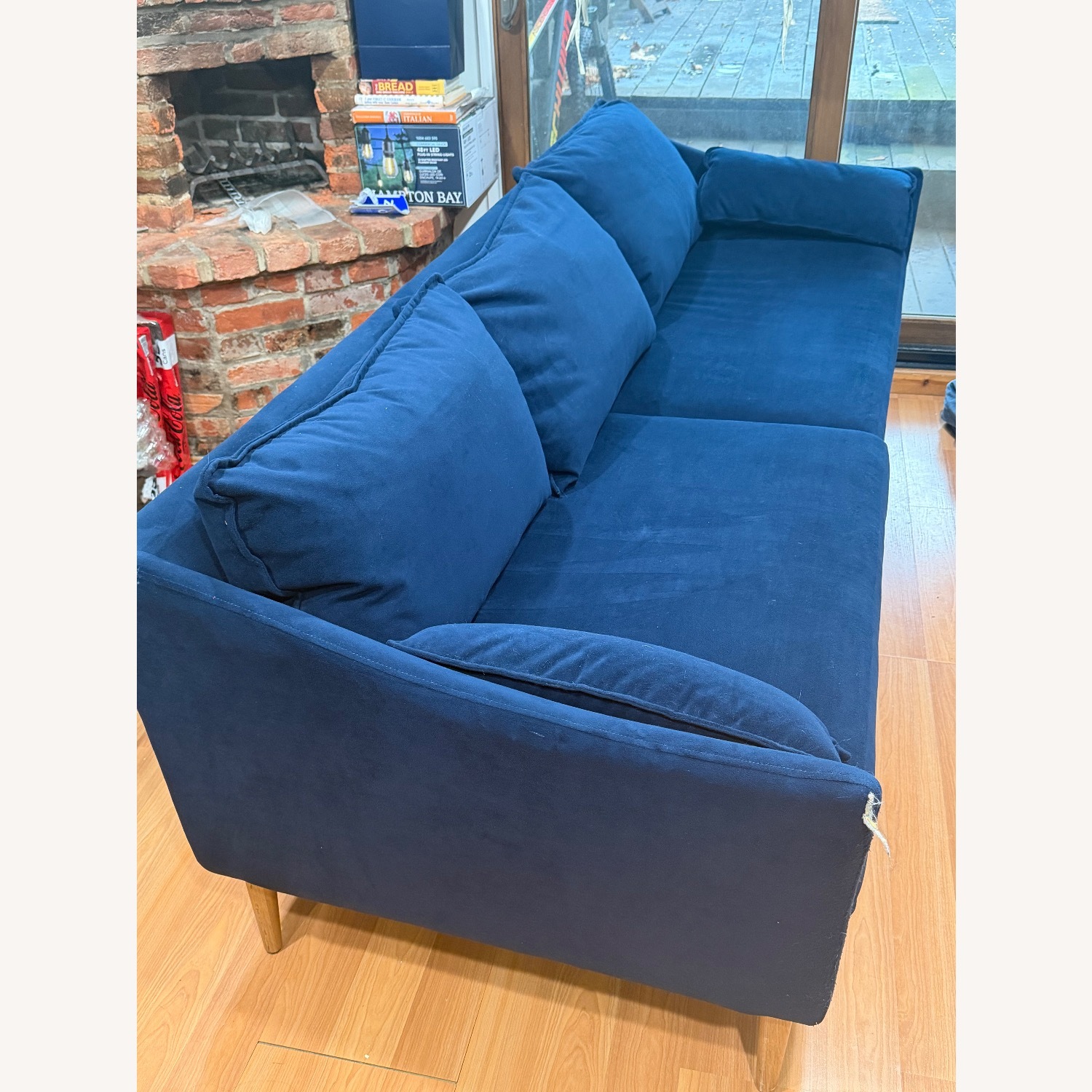West Elm Antwerp Blue Velvet 3+ Seater Sofa - image-5