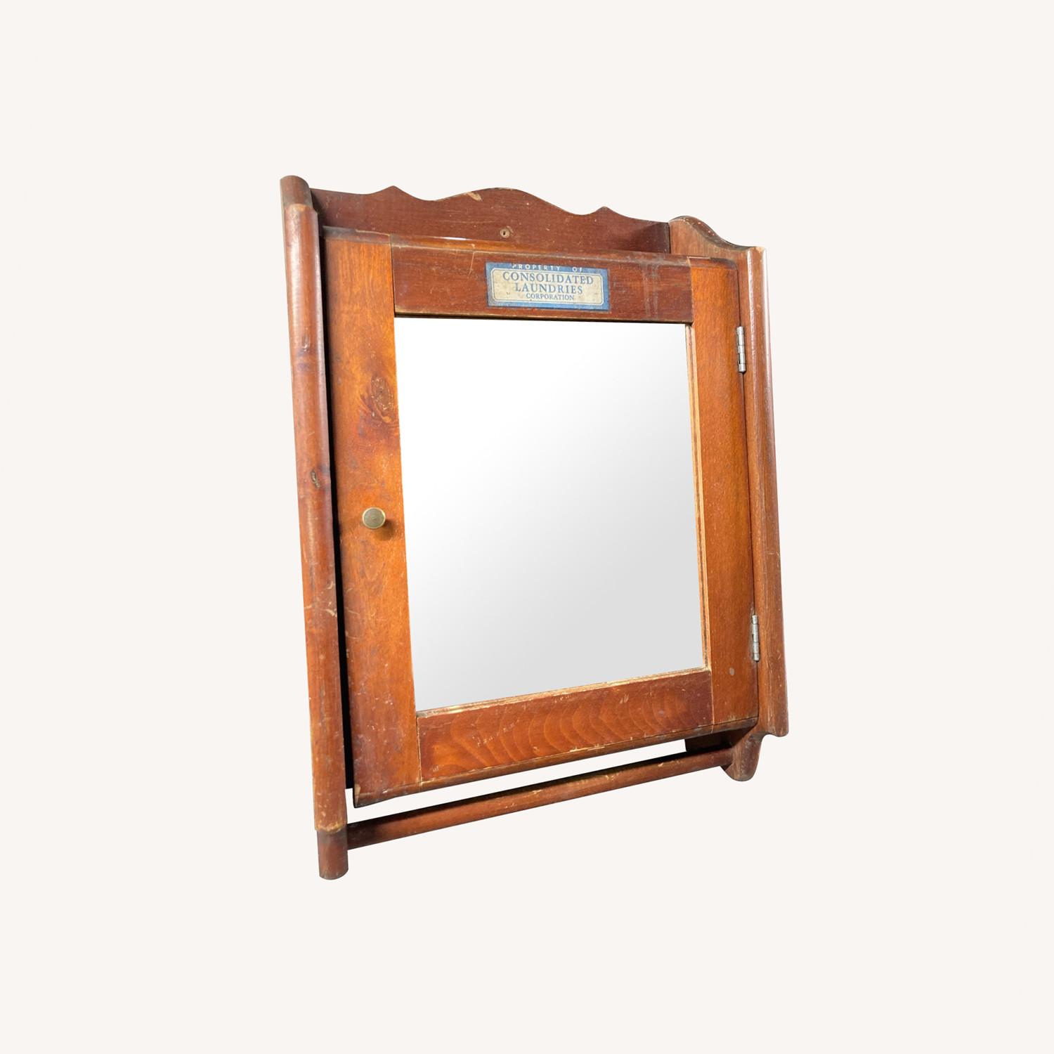 Vintage Wood Mirror Medicine Cabinet - image-0