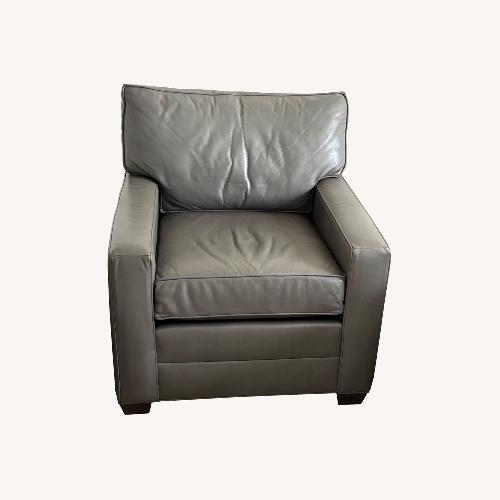 Used Ethan Allen Light Gray Bennett Track-Arm Leather Chair for sale on AptDeco