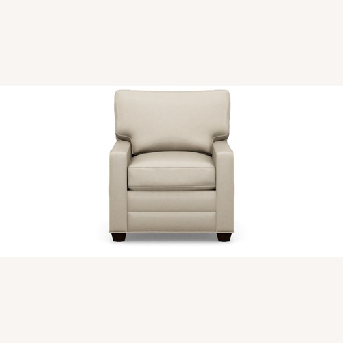Used Ethan Allen Light Gray Bennett Track-Arm Leather Chair for sale on AptDeco