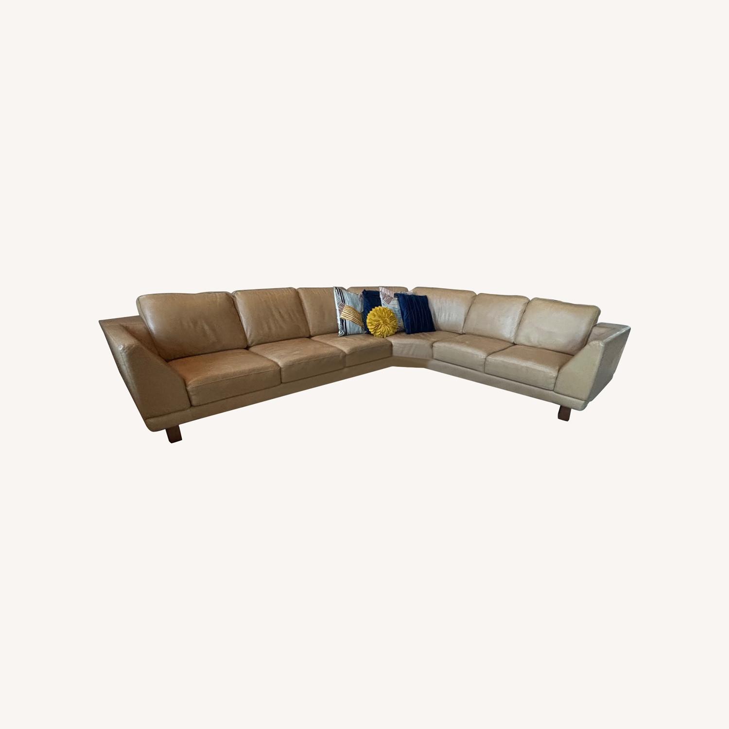 Jaymar Camel Colored Leather Sectional  - image-0