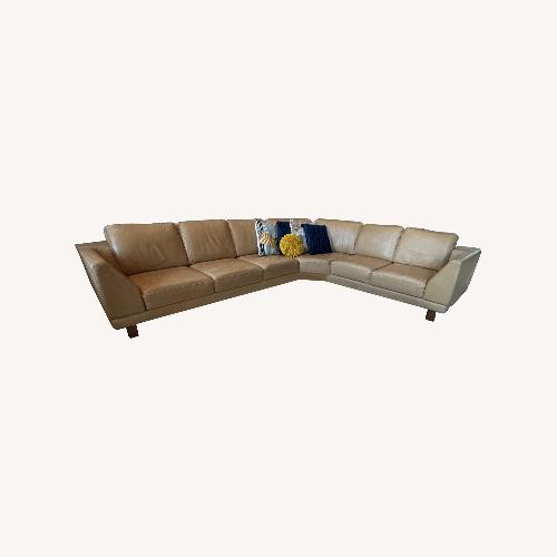 Used Jaymar Camel Colored Leather Sectional for sale on AptDeco