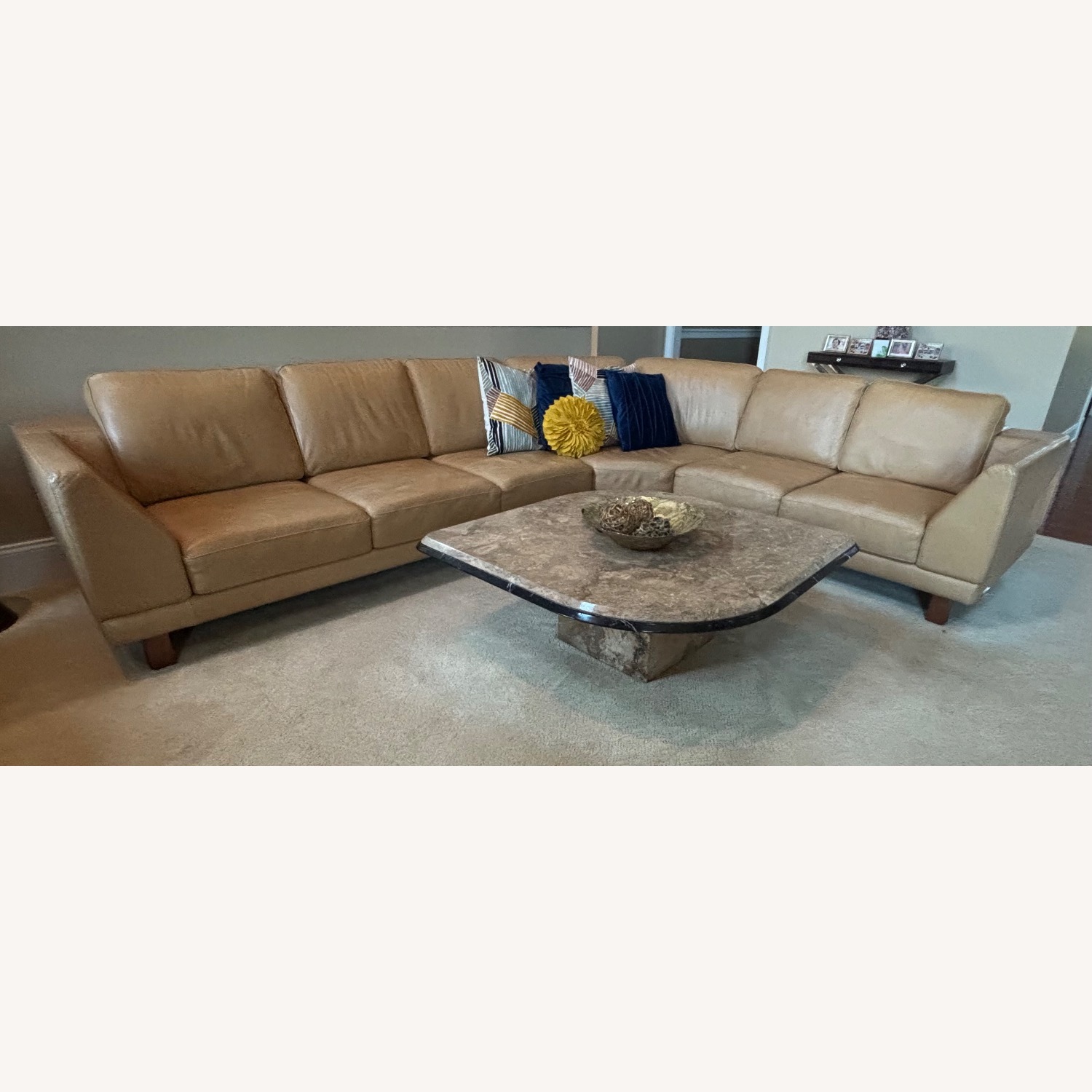 Jaymar Camel Colored Leather Sectional  - image-1