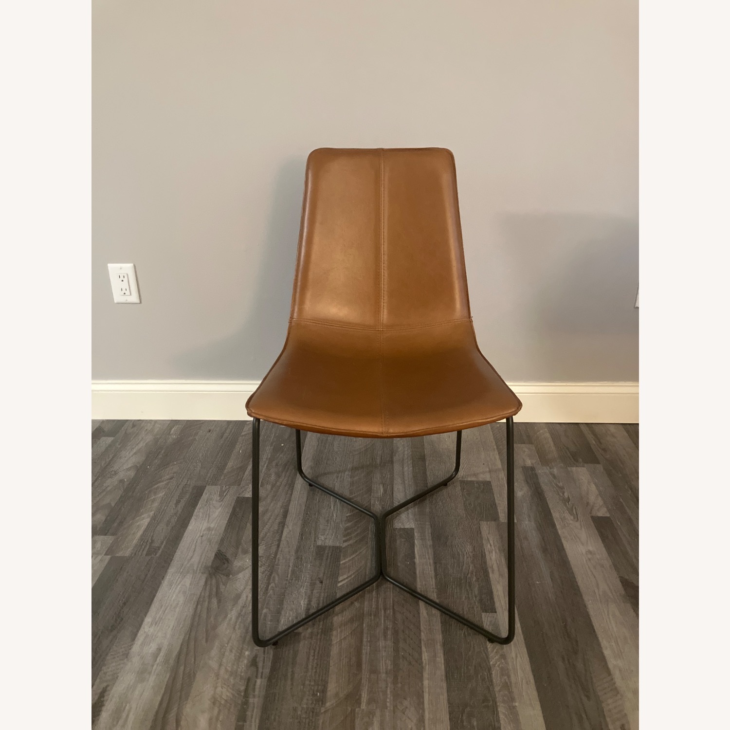West Elm Slope Chair, Nut, Leather  - image-1