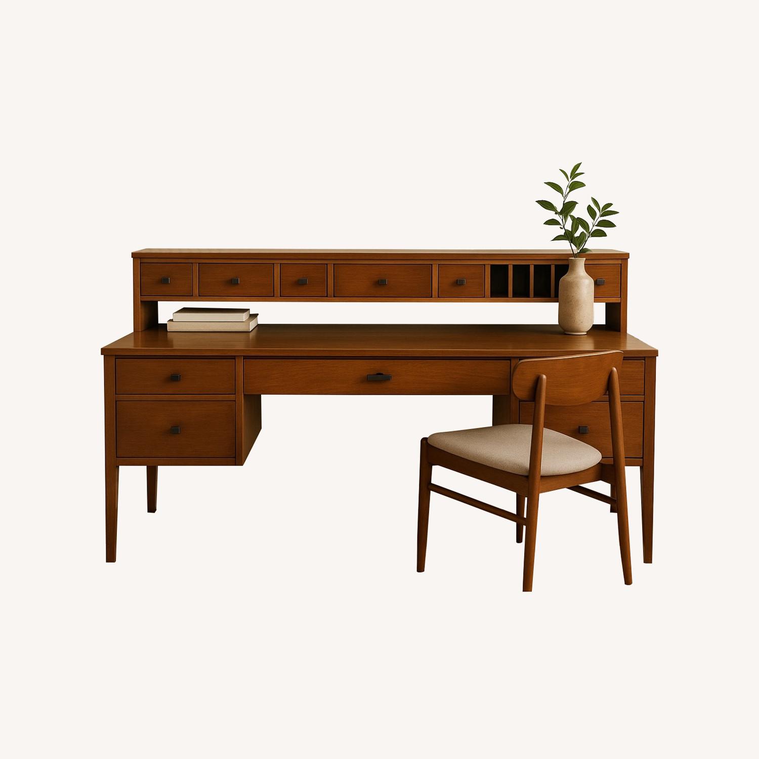 Cherry Executive Desk with Removable Hutch - image-0
