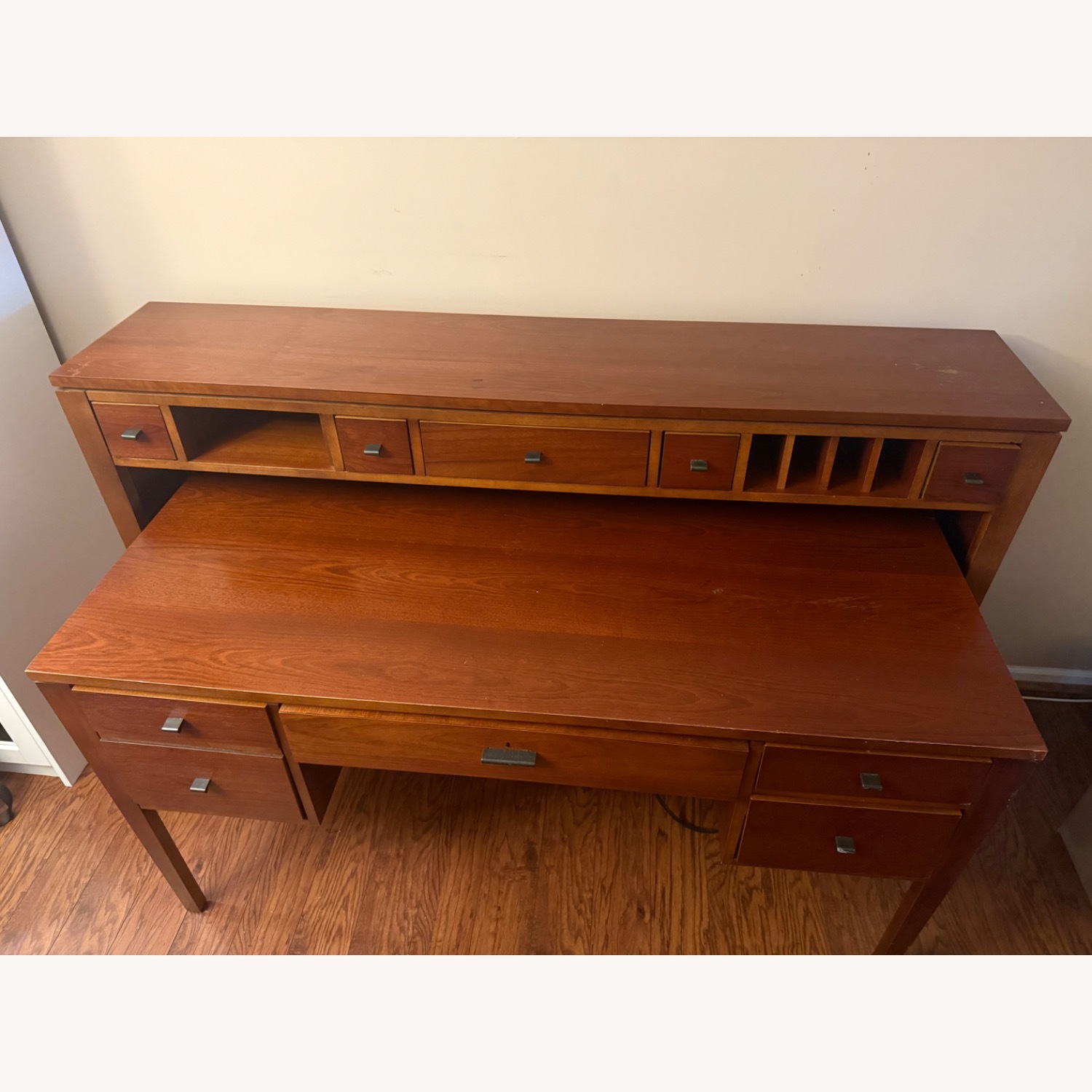 Cherry Executive Desk with Removable Hutch - image-2