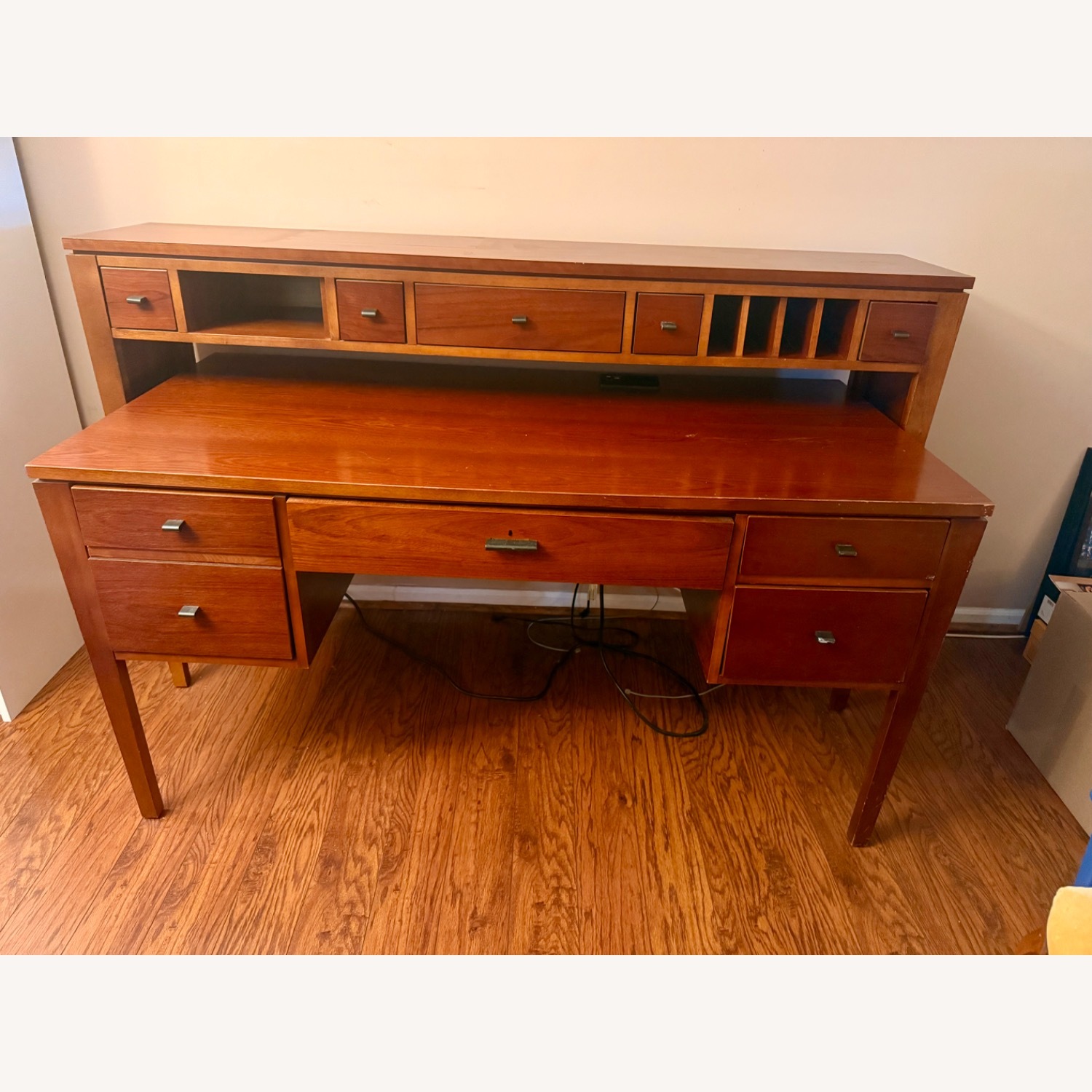 Cherry Executive Desk with Removable Hutch - image-3