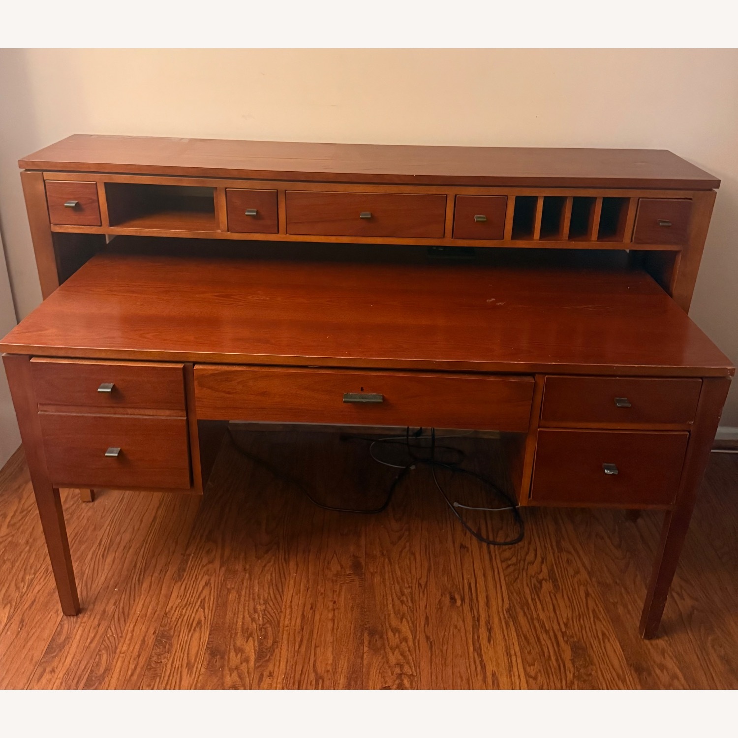 Cherry Executive Desk with Removable Hutch - image-7