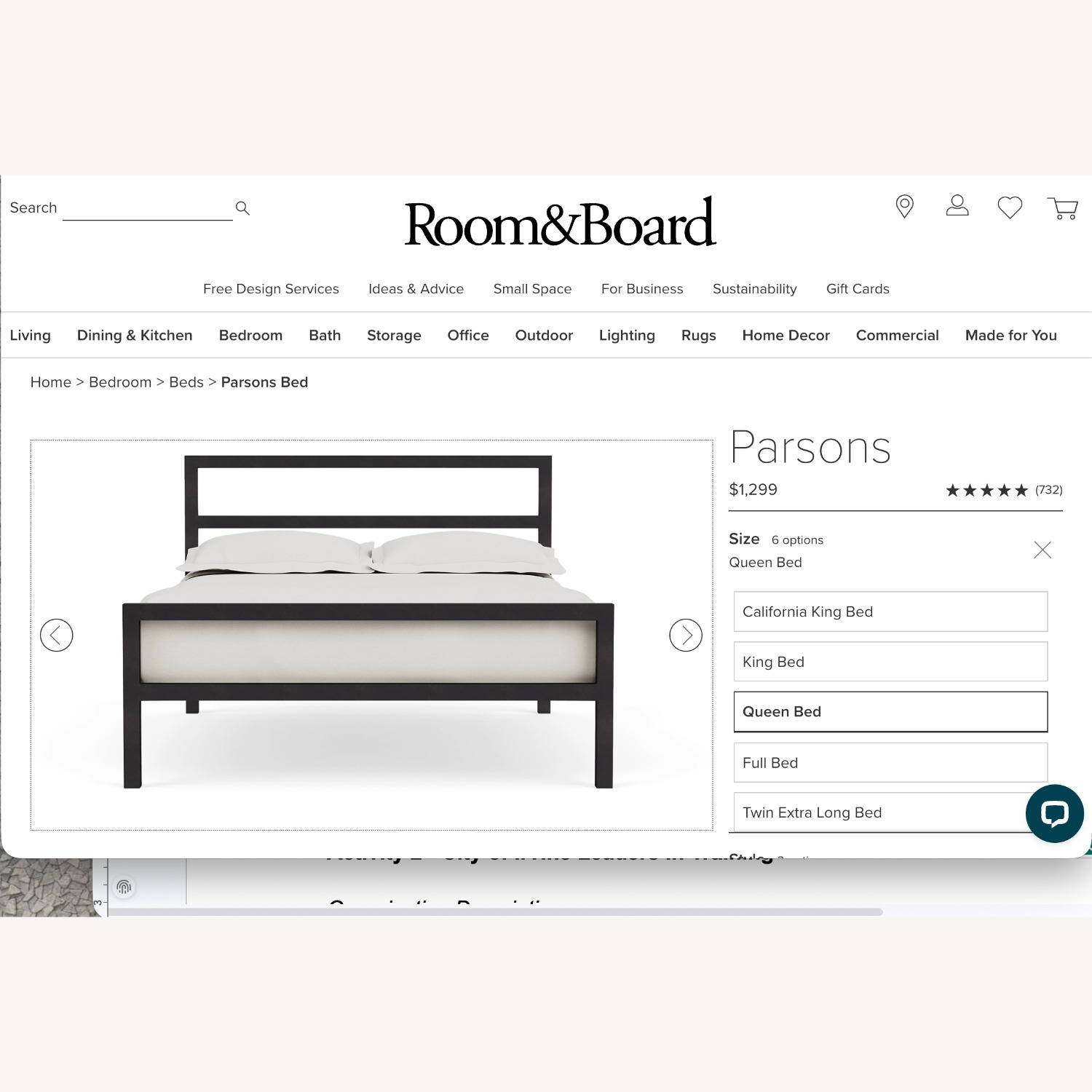 Room & Board Parsons Bed - image-1