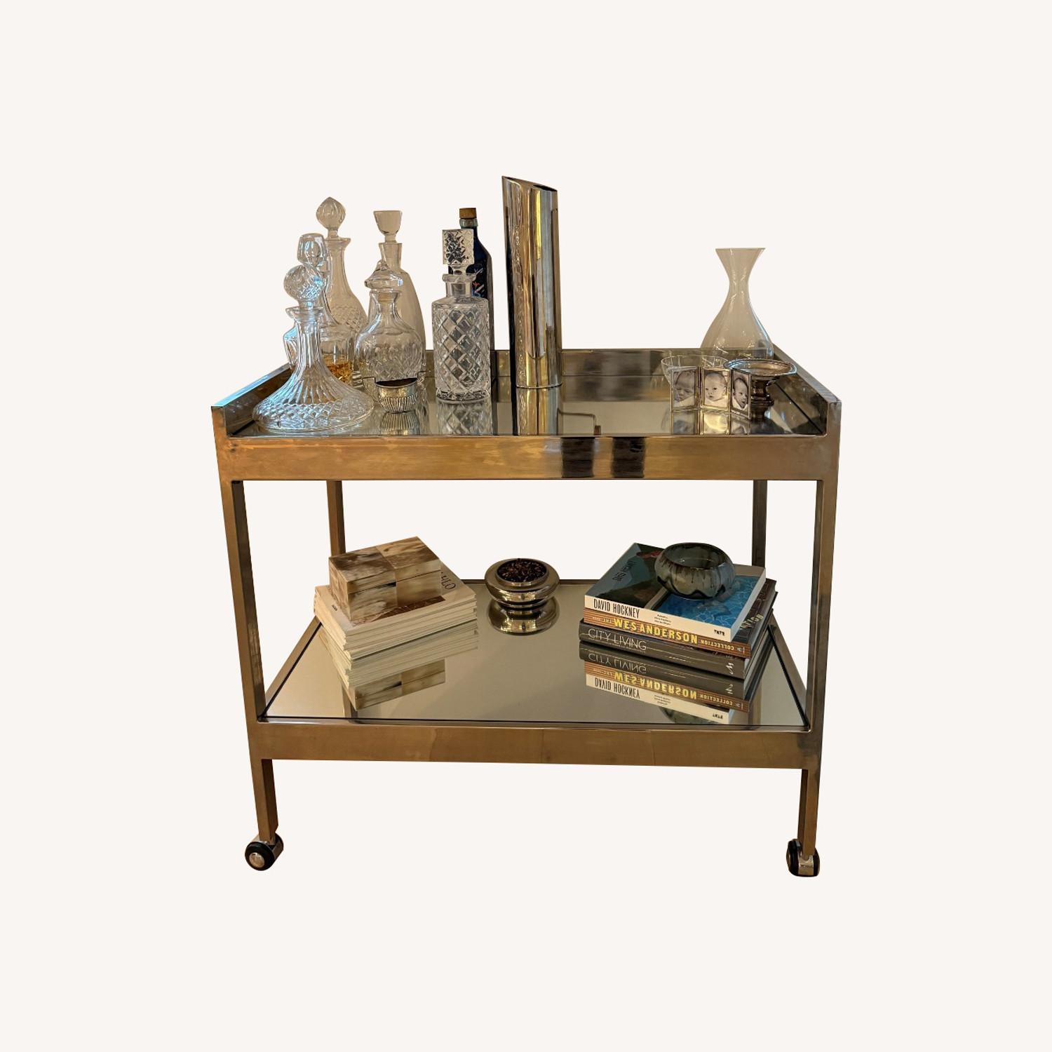 Mirrored Chrome Bar Cart on Wheels - image-0