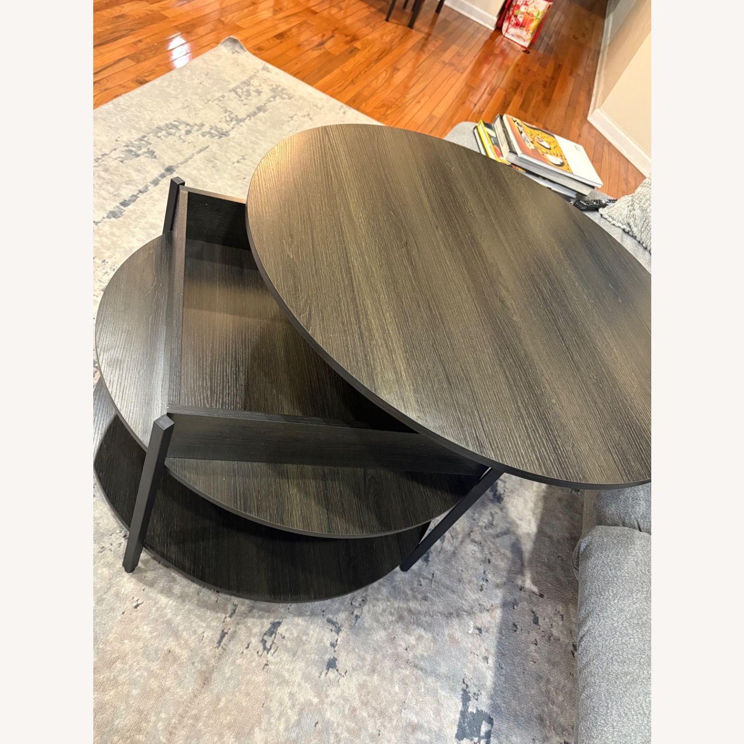 Round Coffee Table W Lift Top Storage- Like New! - image-3