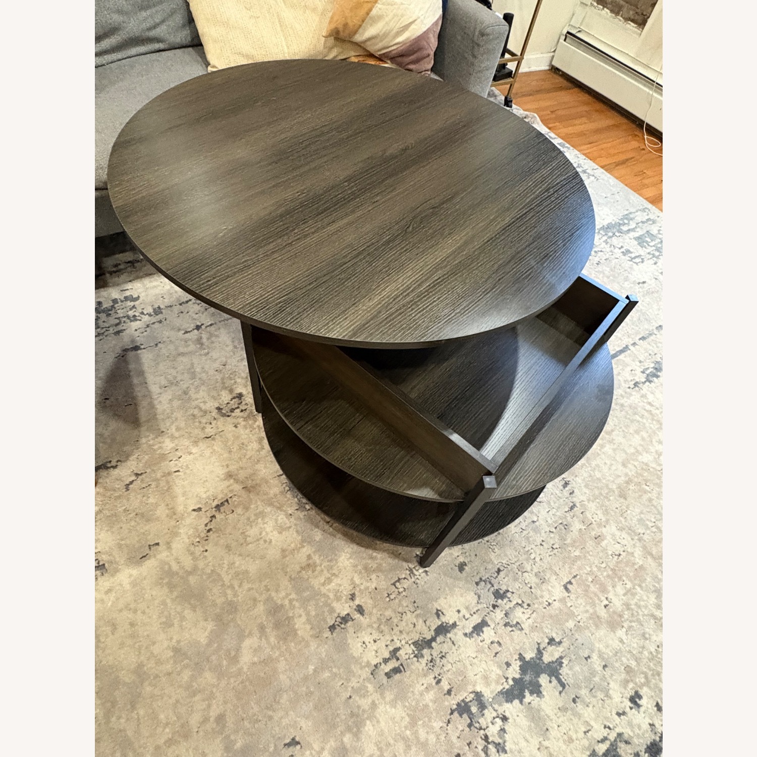 Round Coffee Table W Lift Top Storage- Like New! - image-1