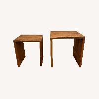 Shabby Chic Dark Brown Wood Side Tables