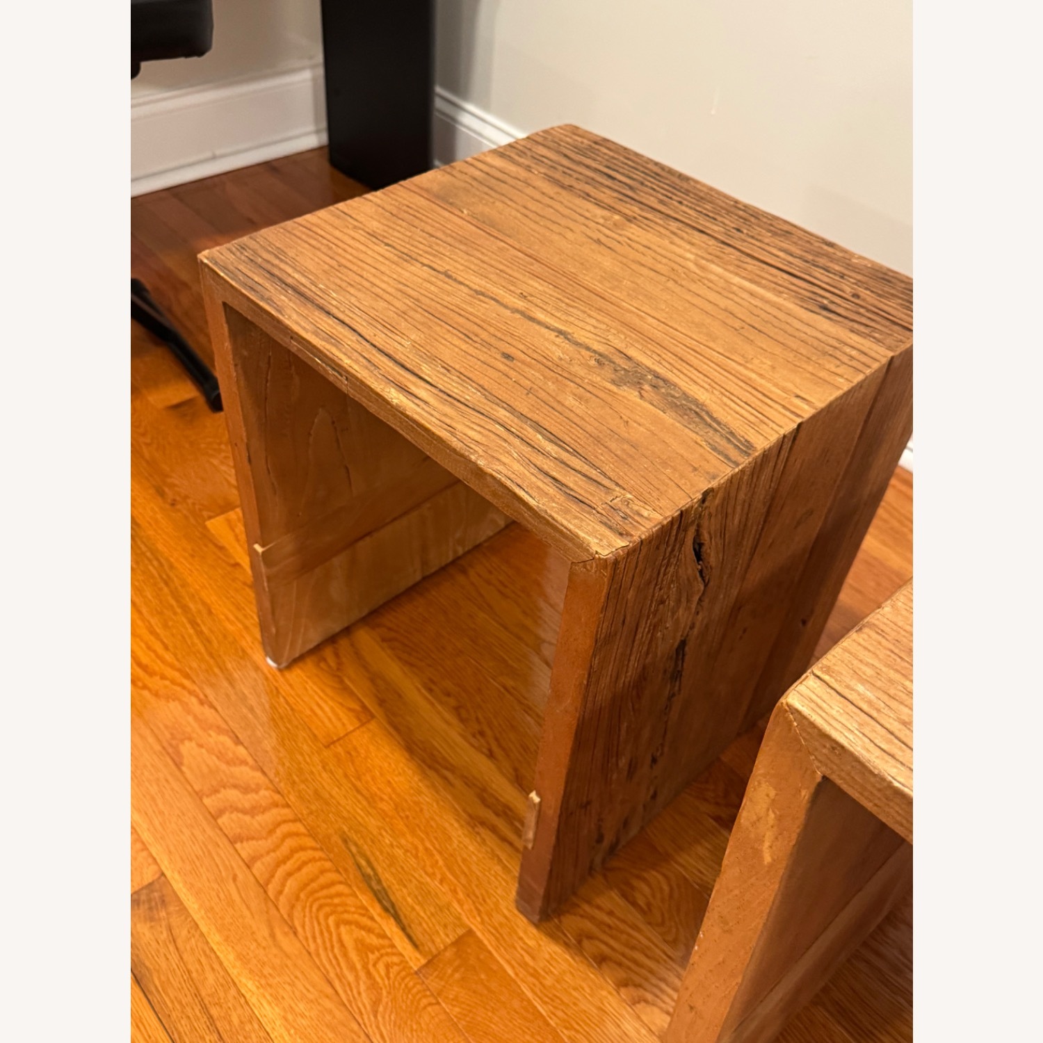 Shabby Chic Dark Brown Wood Side Tables - image-3